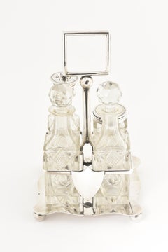 Antique Silver Plate Castor Cruet Set and Stand