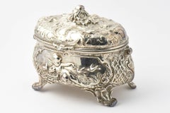 Antique Silver Plate Cherub Angel Floral Box