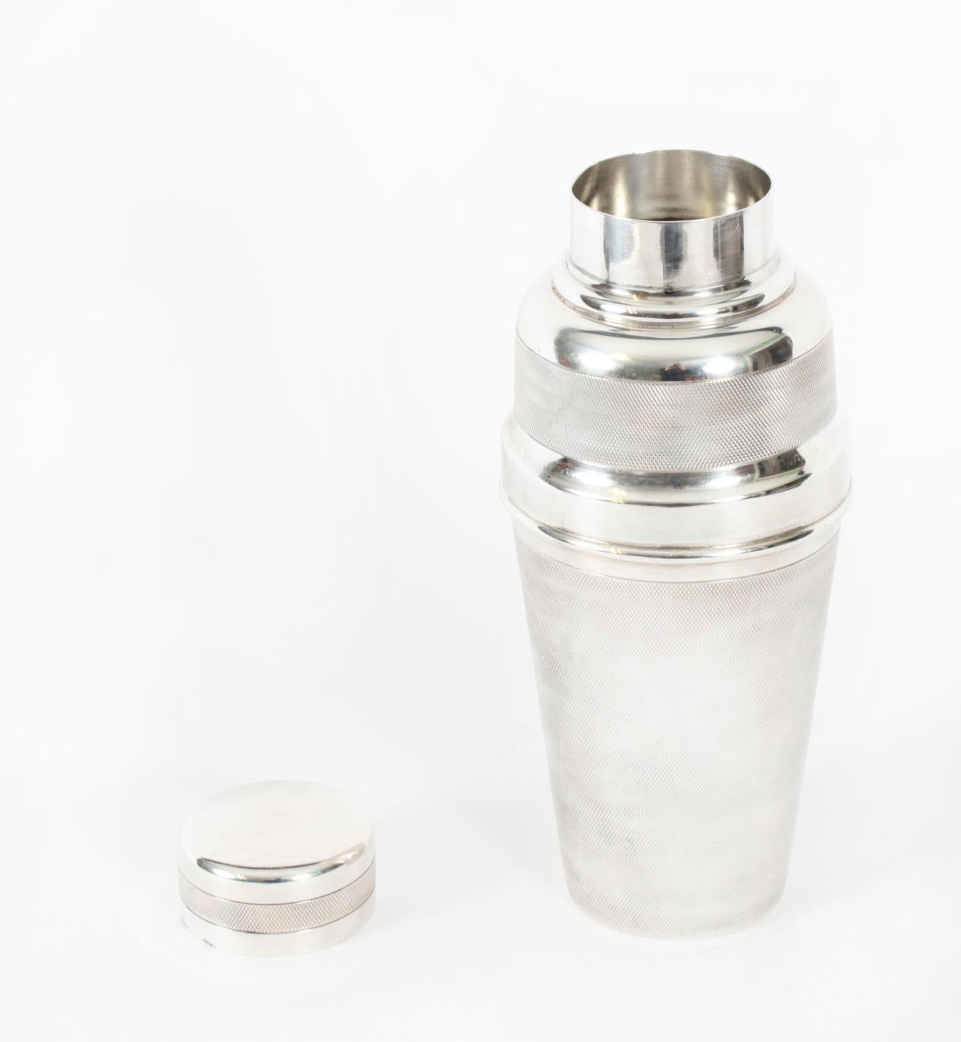 Antique Silver Plate Cobbler Cocktail Shaker by Oliver & Bensley C1930 In Good Condition In London, GB
