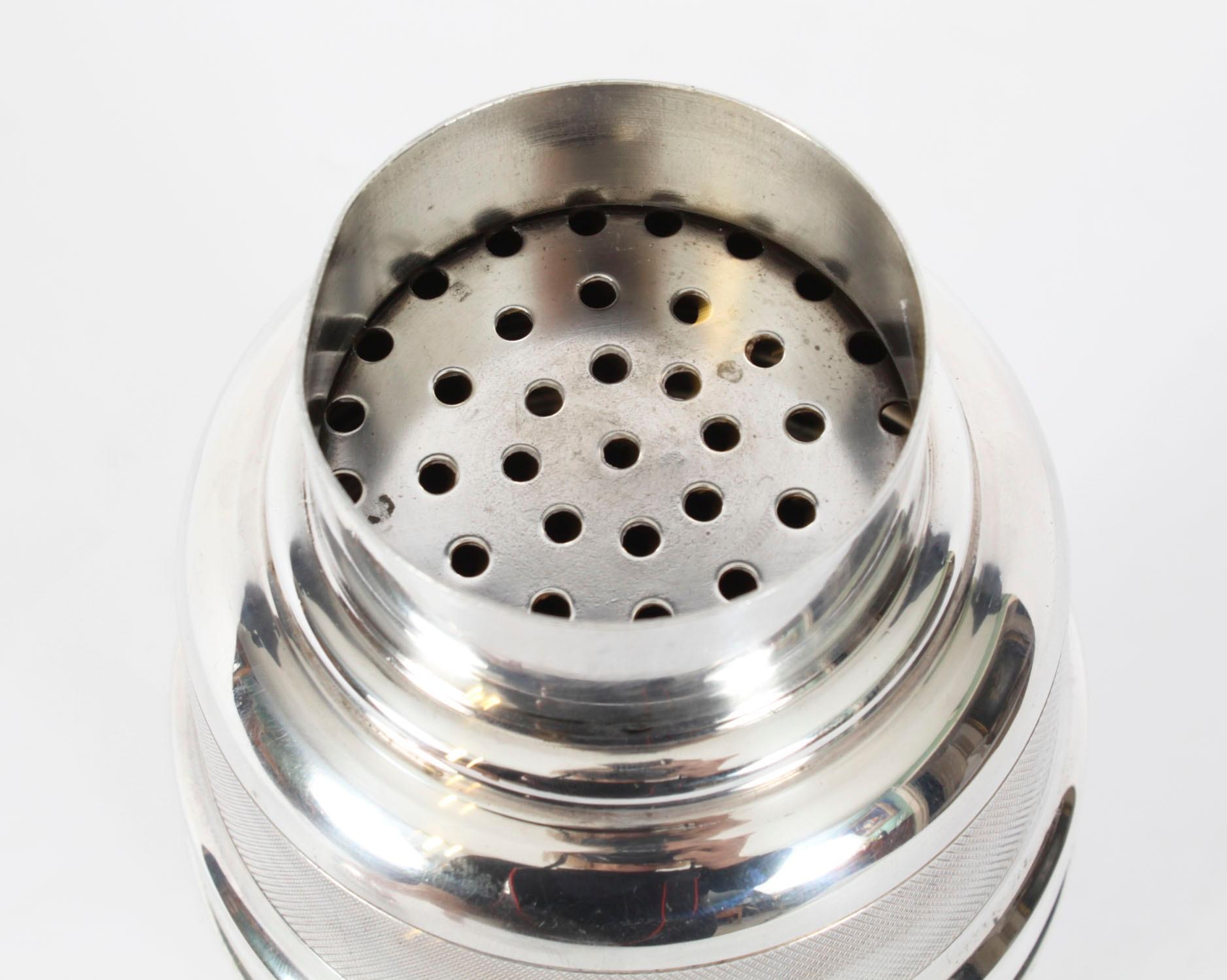 Mid-20th Century Antique Silver Plate Cobbler Cocktail Shaker by Oliver & Bensley C1930