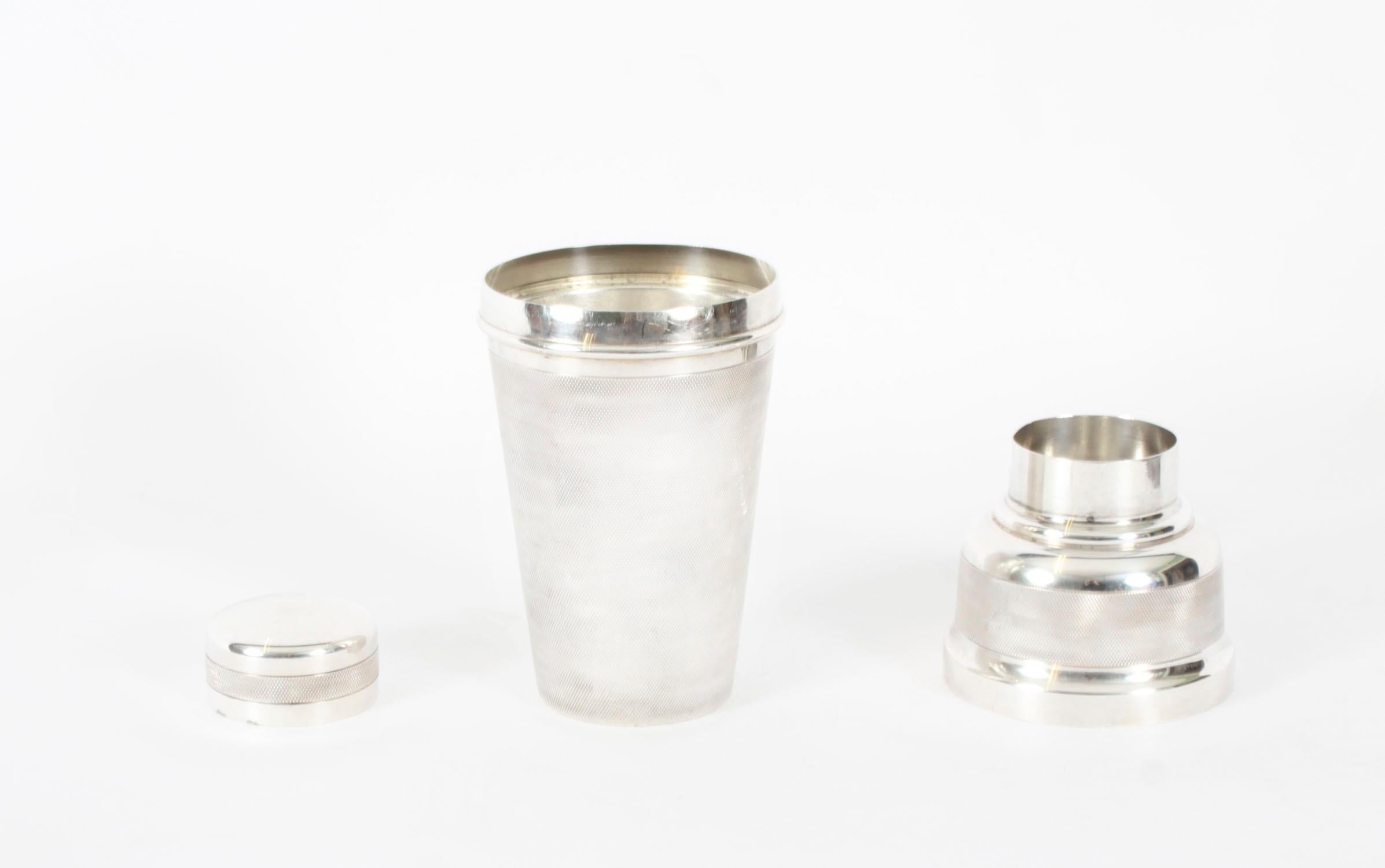Antique Silver Plate Cobbler Cocktail Shaker by Oliver & Bensley C1930 1