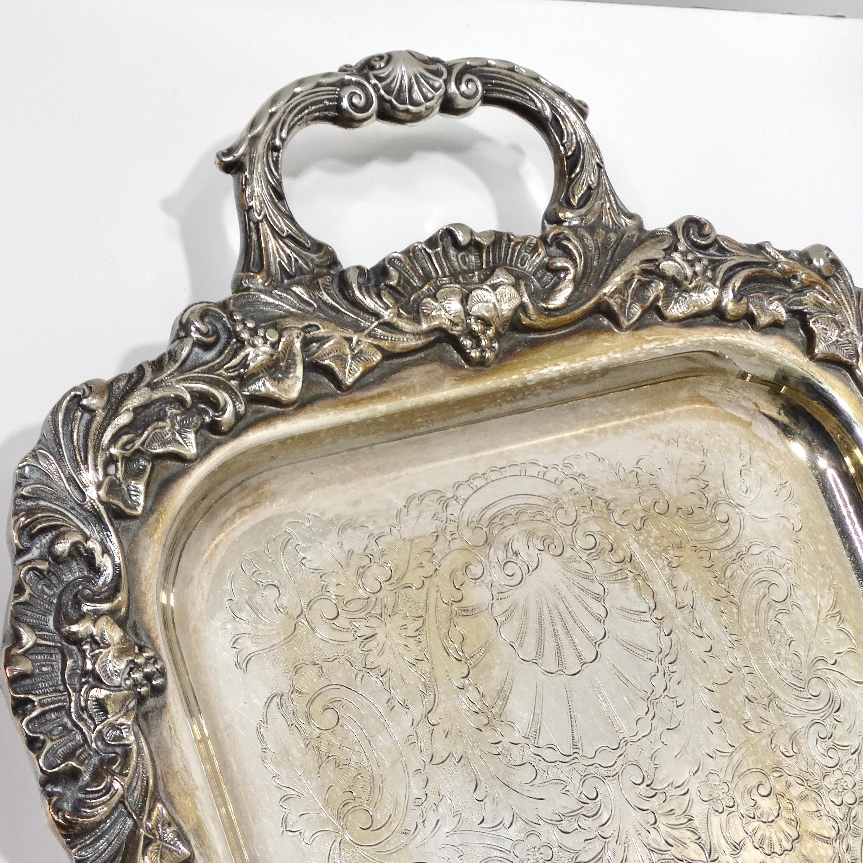 Antique Silver Plate Cocktail Tray In Good Condition For Sale In Scottsdale, AZ