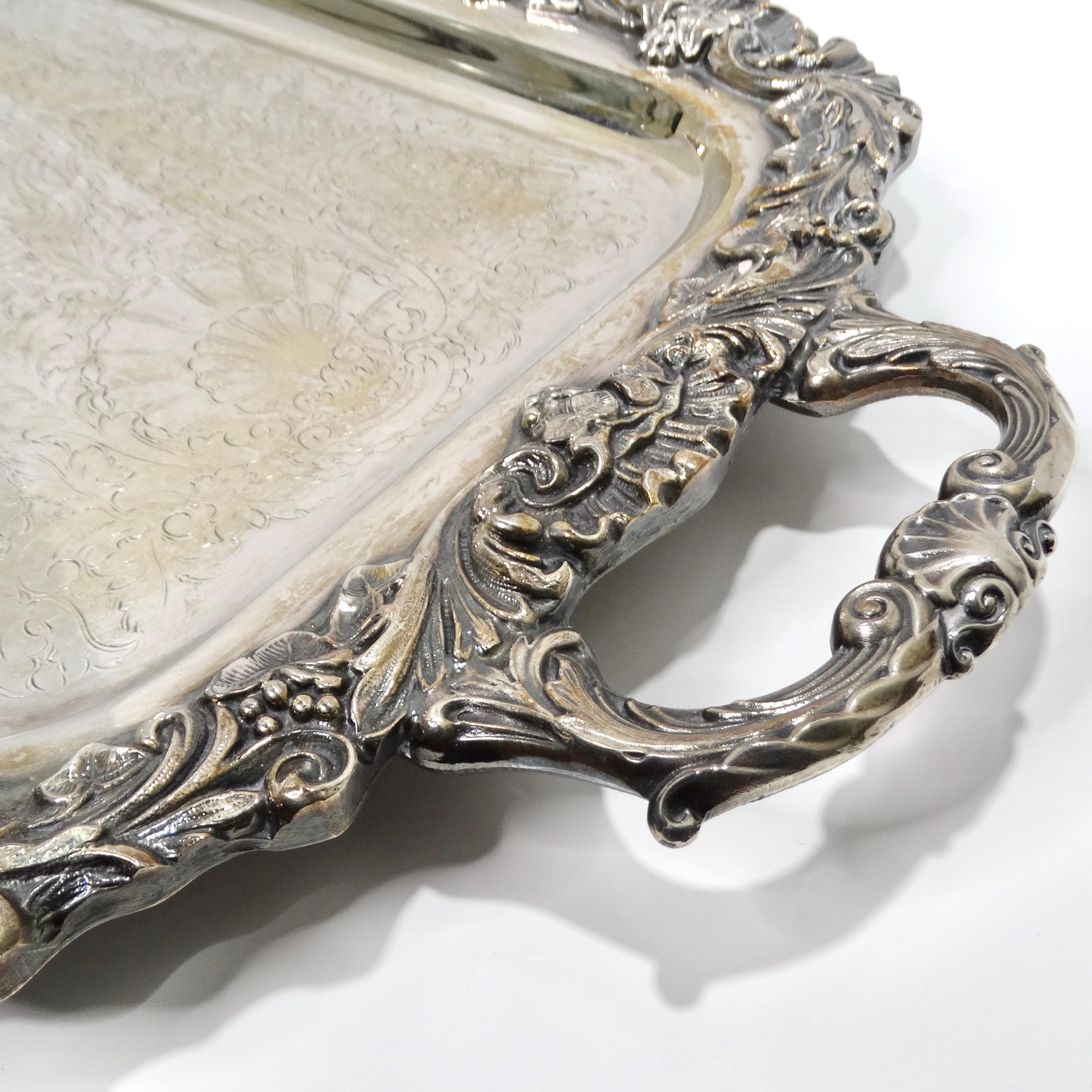 Antique Silver Plate Cocktail Tray For Sale 3