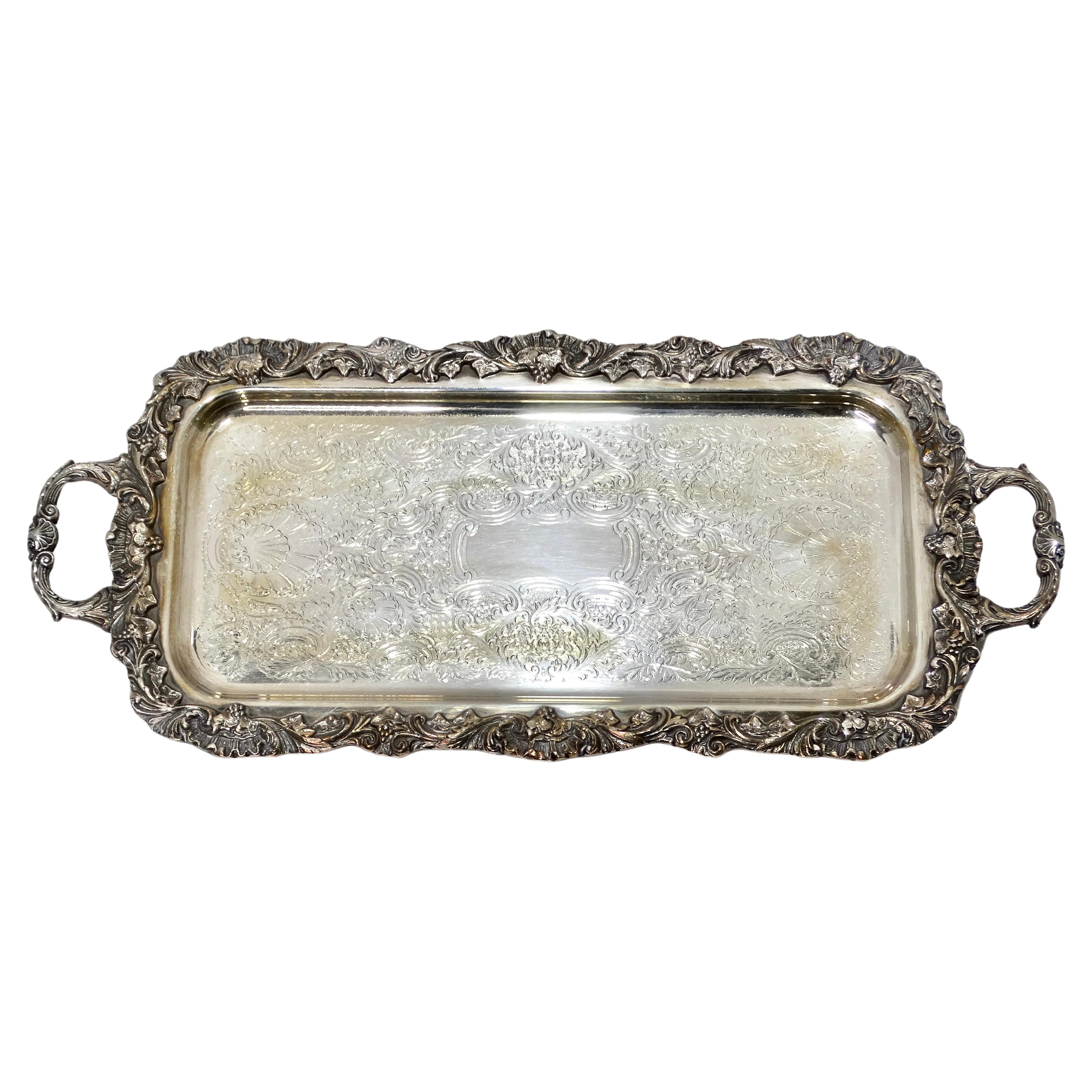 Antique Silver Plate Cocktail Tray For Sale
