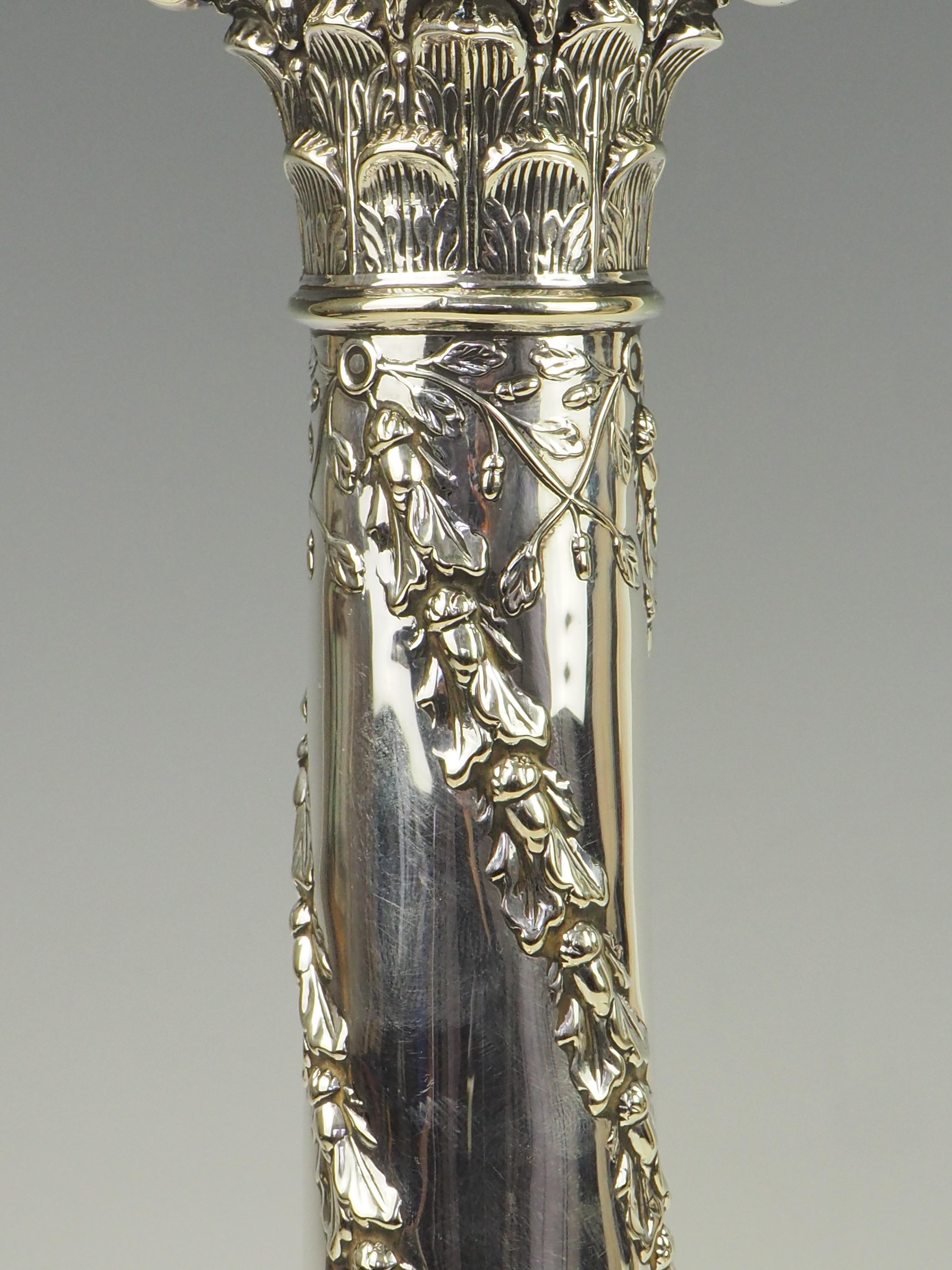 Antique Silver Plate Corinthian Column Table Lamp For Sale 3
