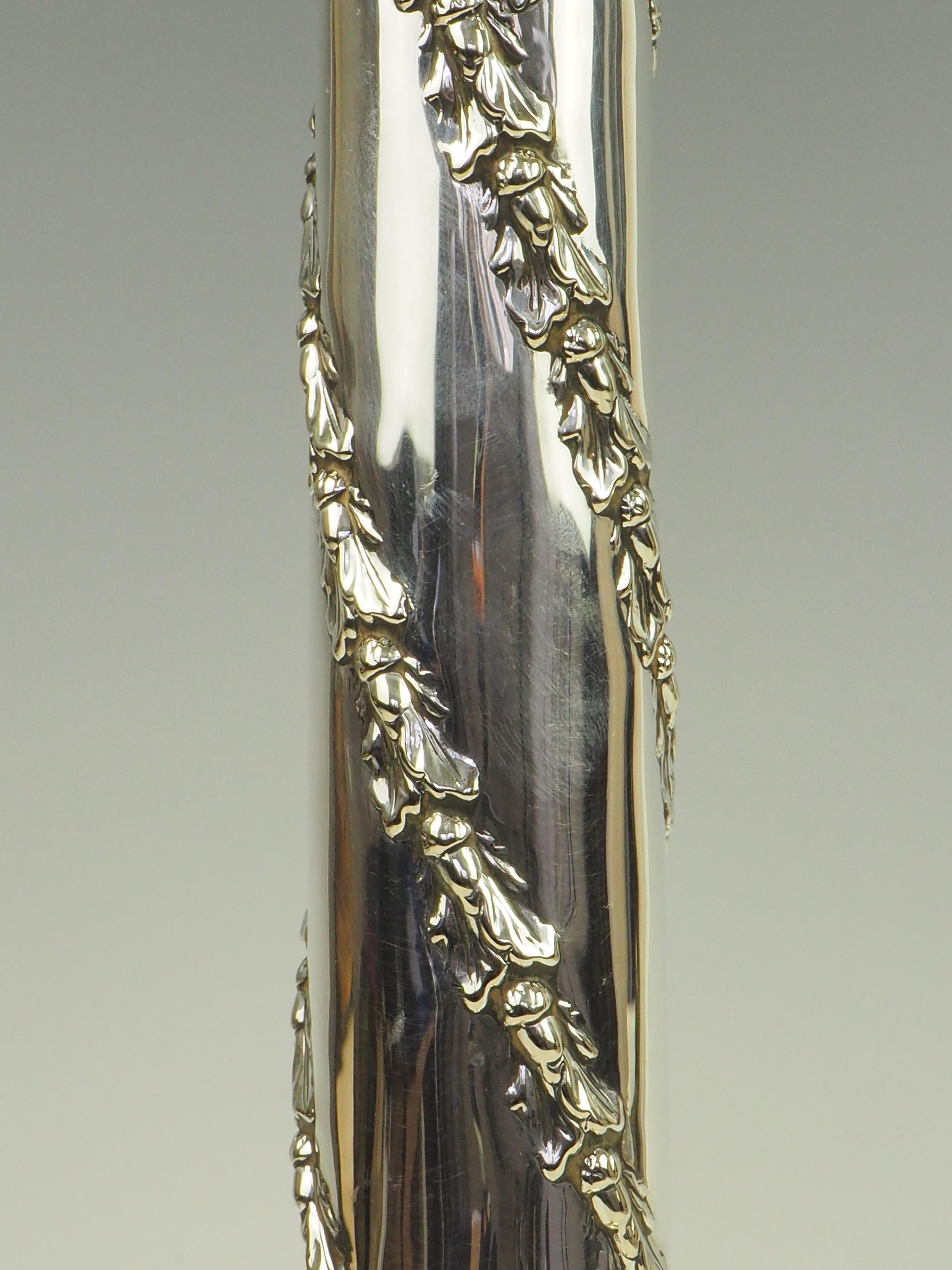 Antique Silver Plate Corinthian Column Table Lamp For Sale 4
