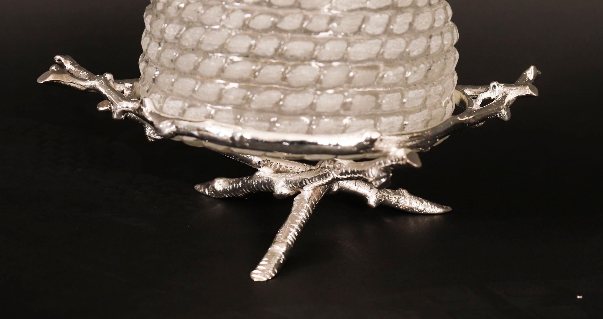Antique Silver Plate & Cut Glass Honey Jar on Stand 20th Century en venta 4