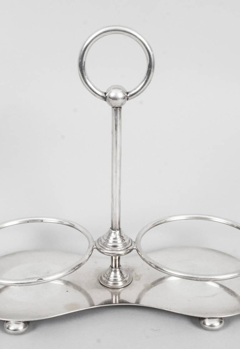 English Antique Silver Plate Decanter Stand Tantalus Mappin & Webb, 19th Century
