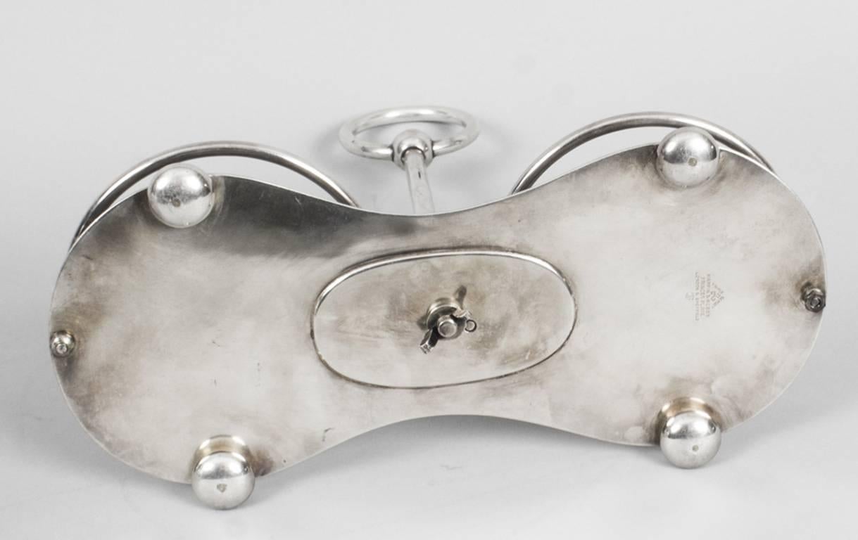 Antique Silver Plate Decanter Stand Tantalus Mappin & Webb, 19th Century 3