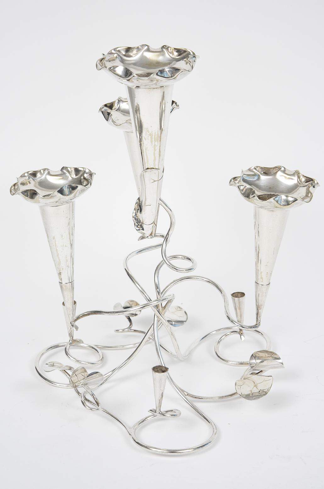 Early 20th Century Antique Silver Plate Epergne by Croft and Assinder Birmingham England For Sale