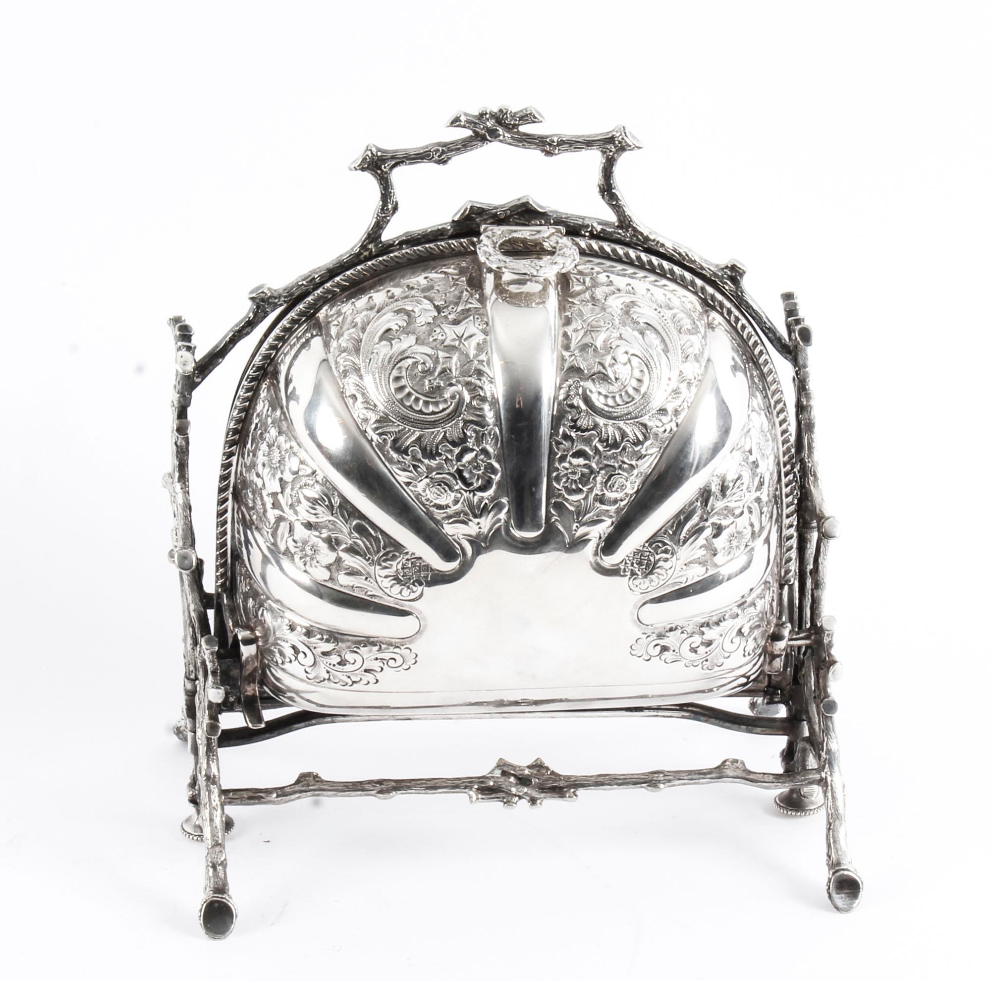English Silver Plate Folding Sweets Biscuit Box The Alexander Clark, 19th Century