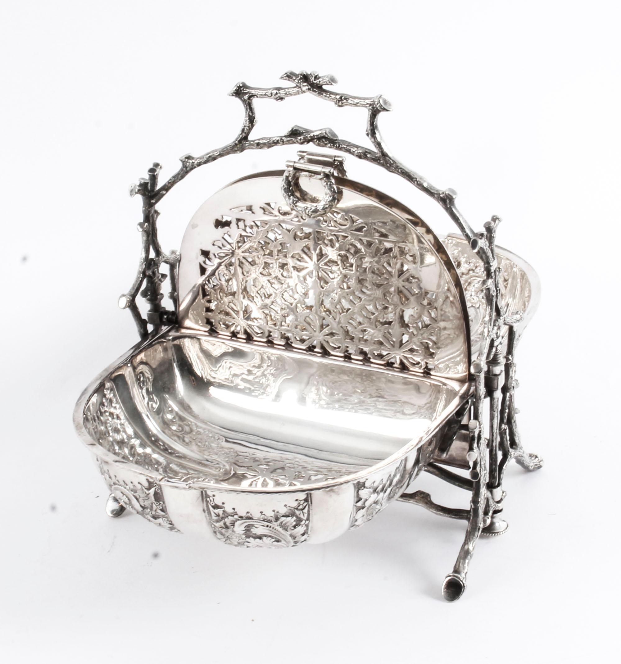 Silver Plate Folding Sweets Biscuit Box The Alexander Clark, 19th Century In Good Condition In London, GB