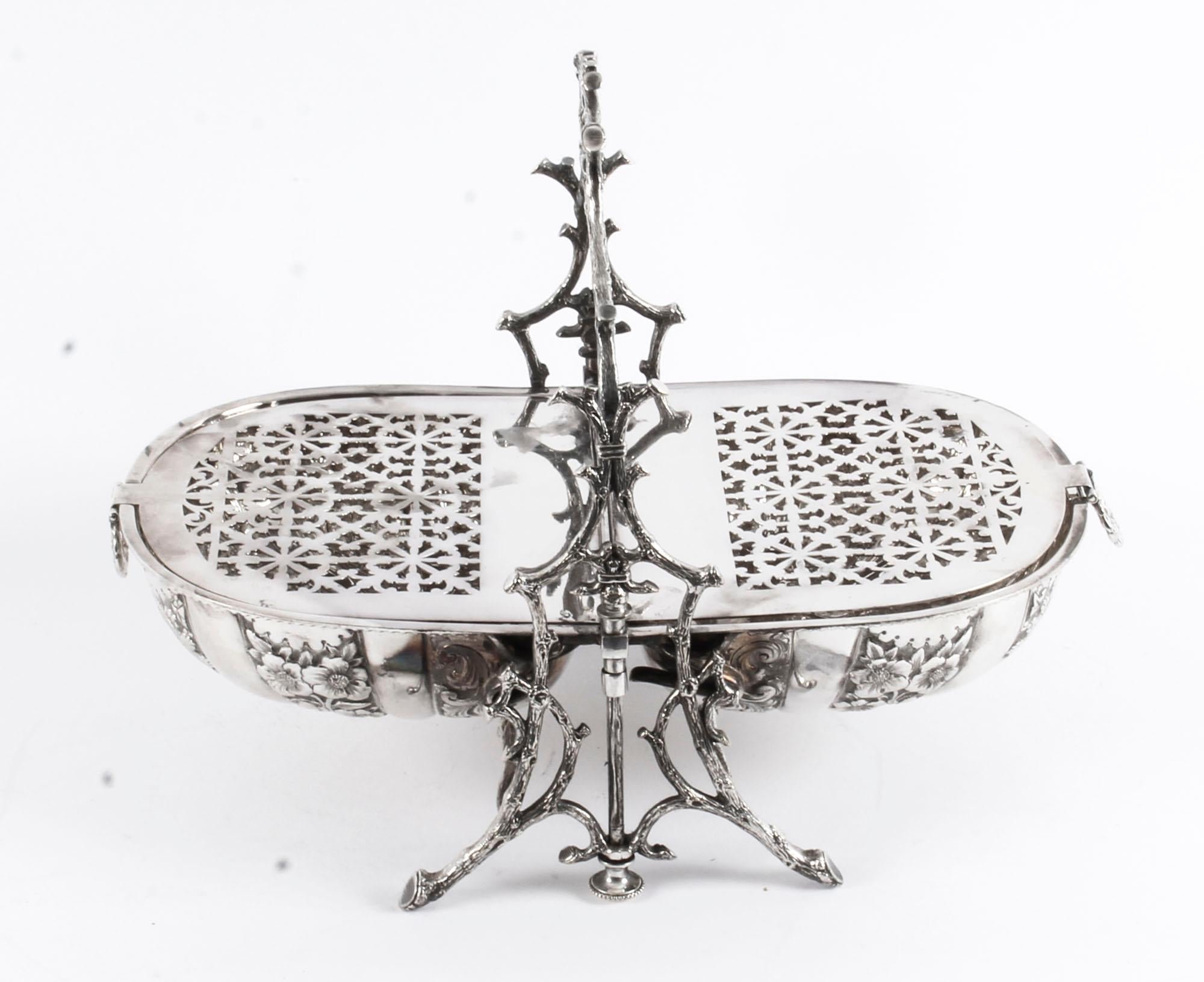 Late 19th Century Silver Plate Folding Sweets Biscuit Box The Alexander Clark, 19th Century