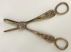 Antique Silver Plate Grape Scissors, Floral and Filigree Details
