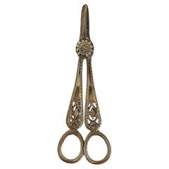 Vintage Silver Plate Grape Scissors, Floral and Filigree Details