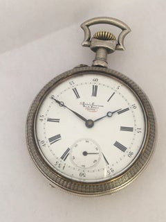 Antique Silver Plate Manual Winding Cyclists Pocket Watch