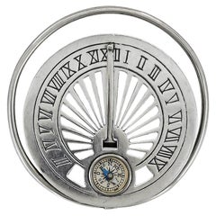 Antique Silver Plate Mappin Sundial/Compass Money Clip