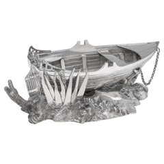 Antique Silver Plate Novelty 'Boat' Spoon Warmer, Design Registered in 1870