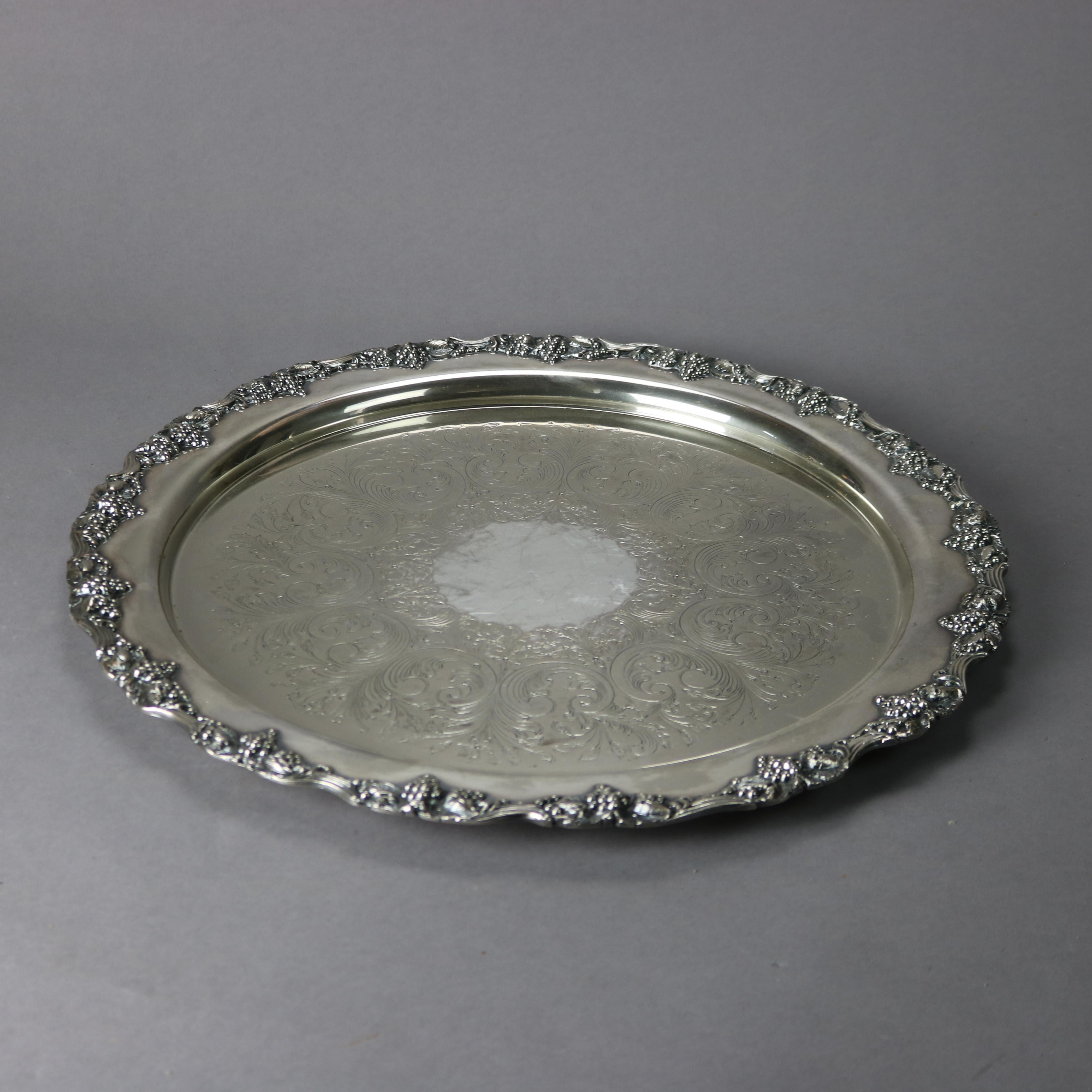 Antique Silver Plate Punch Bowl, Ladle & Tray Liner, Sheriden Taunton Sil 5