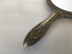 Antike Silber Platte Rose Muster Eitelkeit Hand