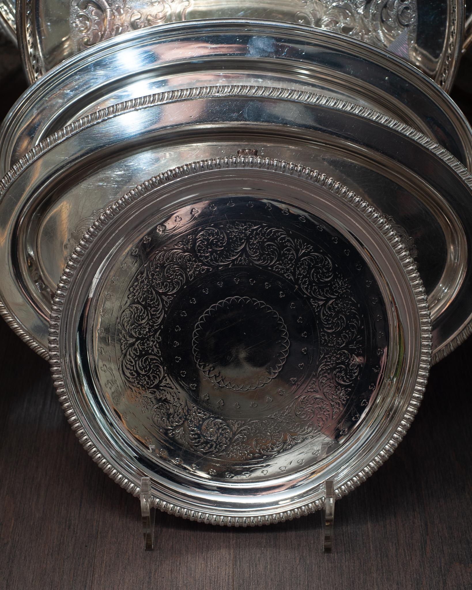 vintage silver plated round tray