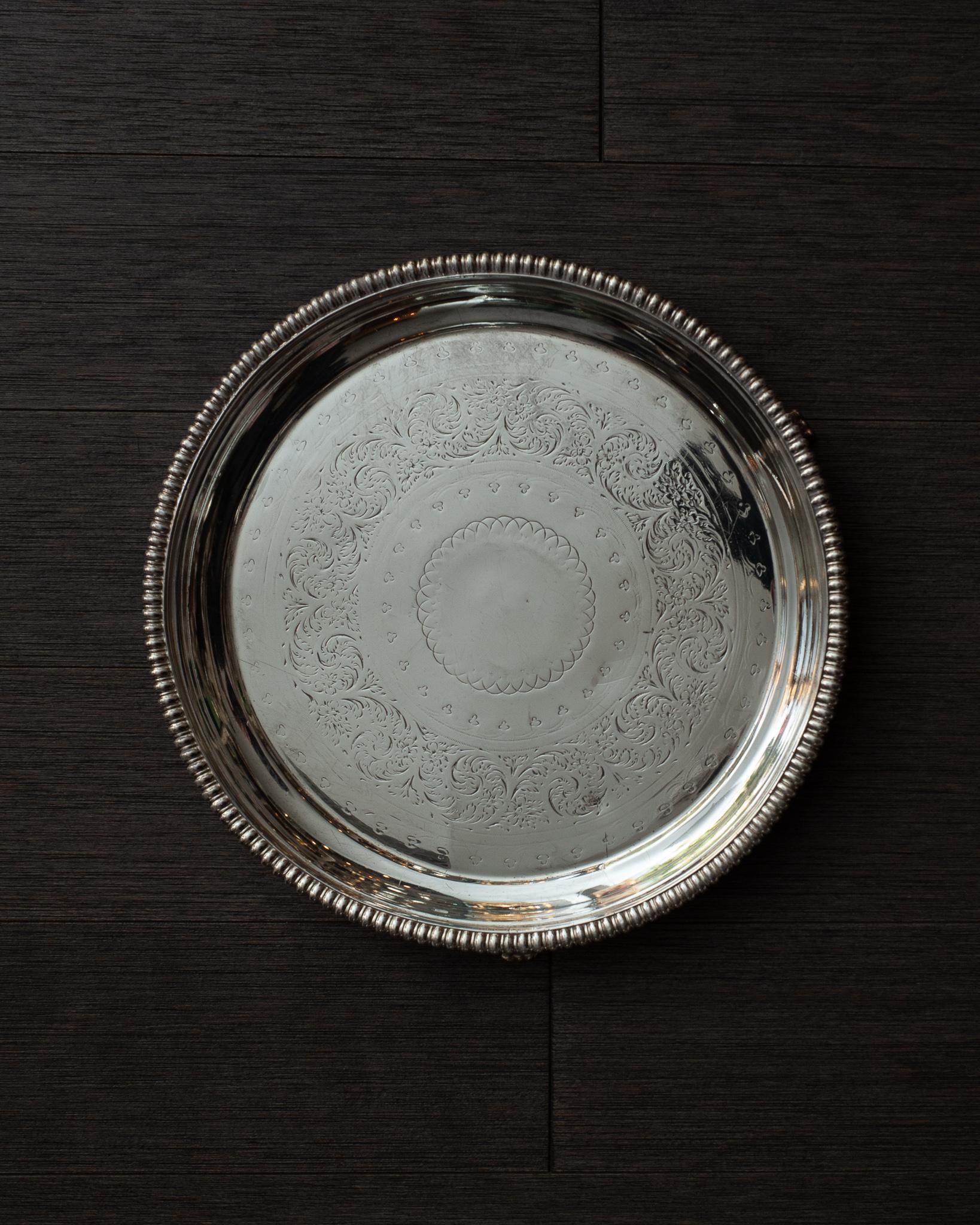 large round silver tray