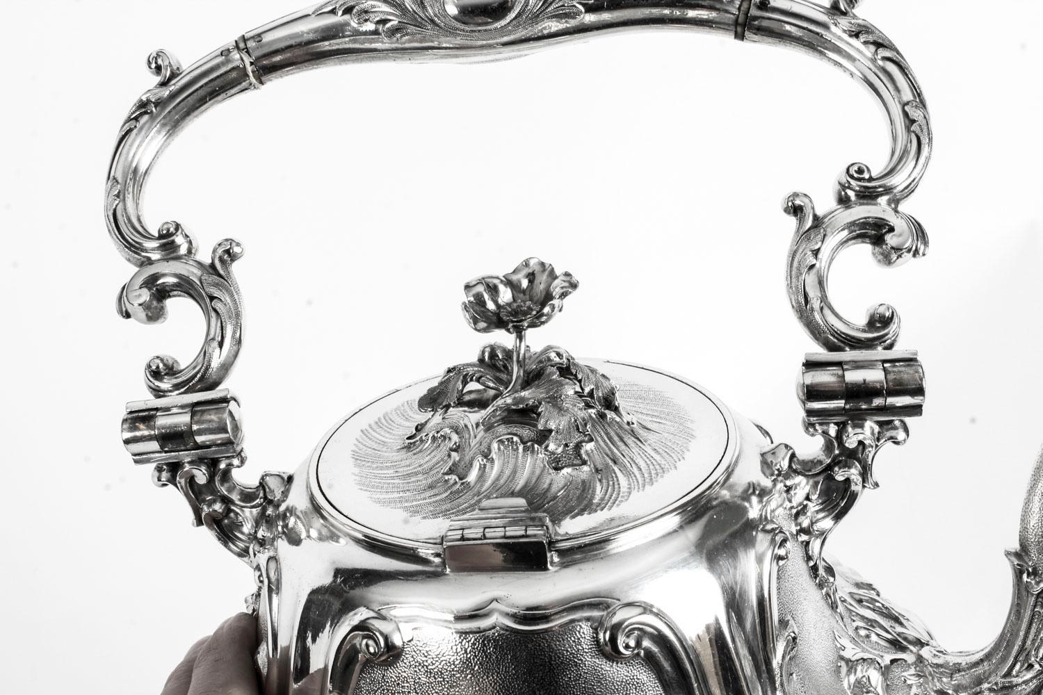 Antique Silver Plate Spirit Kettle on Stand by Elkington, 19th Century 6