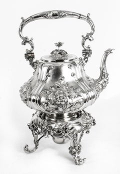Antique Silver Plate Spirit Kettle on Stand by Elkington, 19th Century