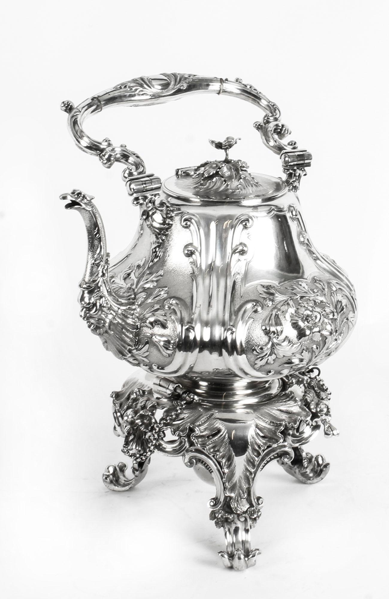 Antique Silver Plate Spirit Kettle on Stand by Elkington, 19th Century In Good Condition In London, GB