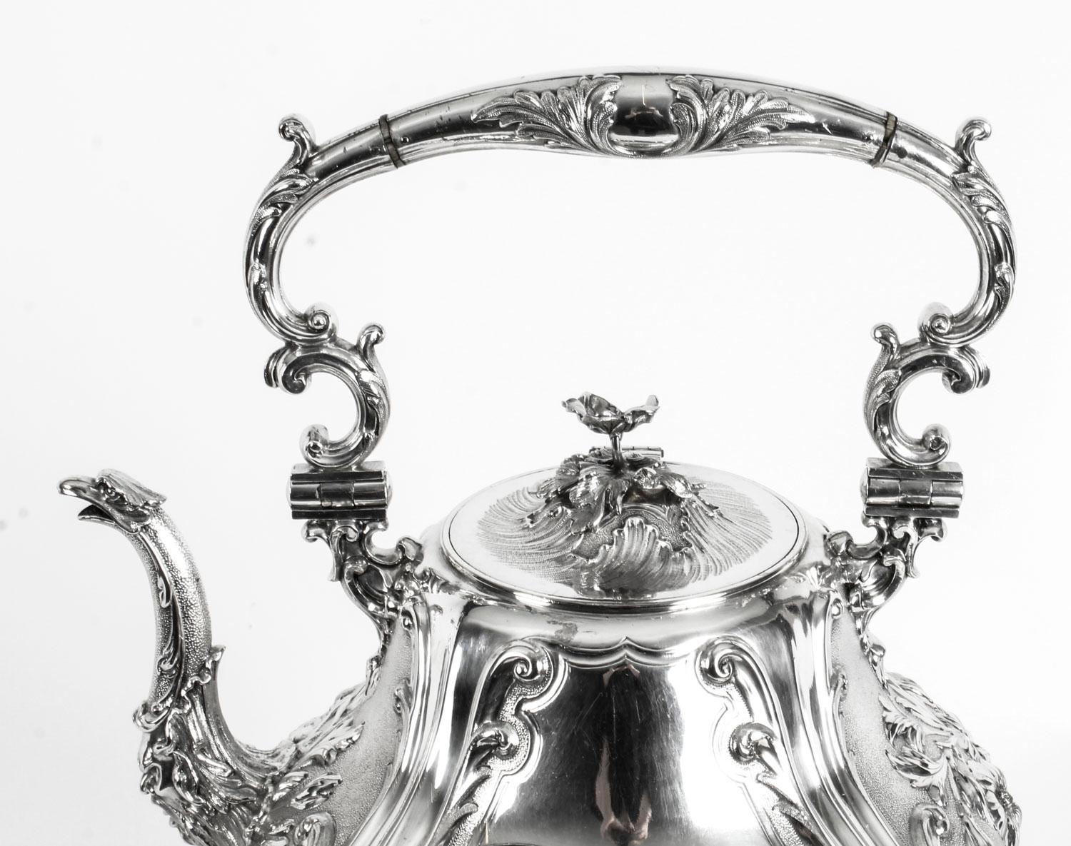 Antique Silver Plate Spirit Kettle on Stand by Elkington, 19th Century 3