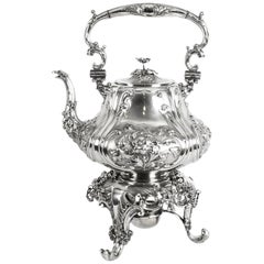Antique Silver Plate Spirit Kettle on Stand by Elkington, 19th Century