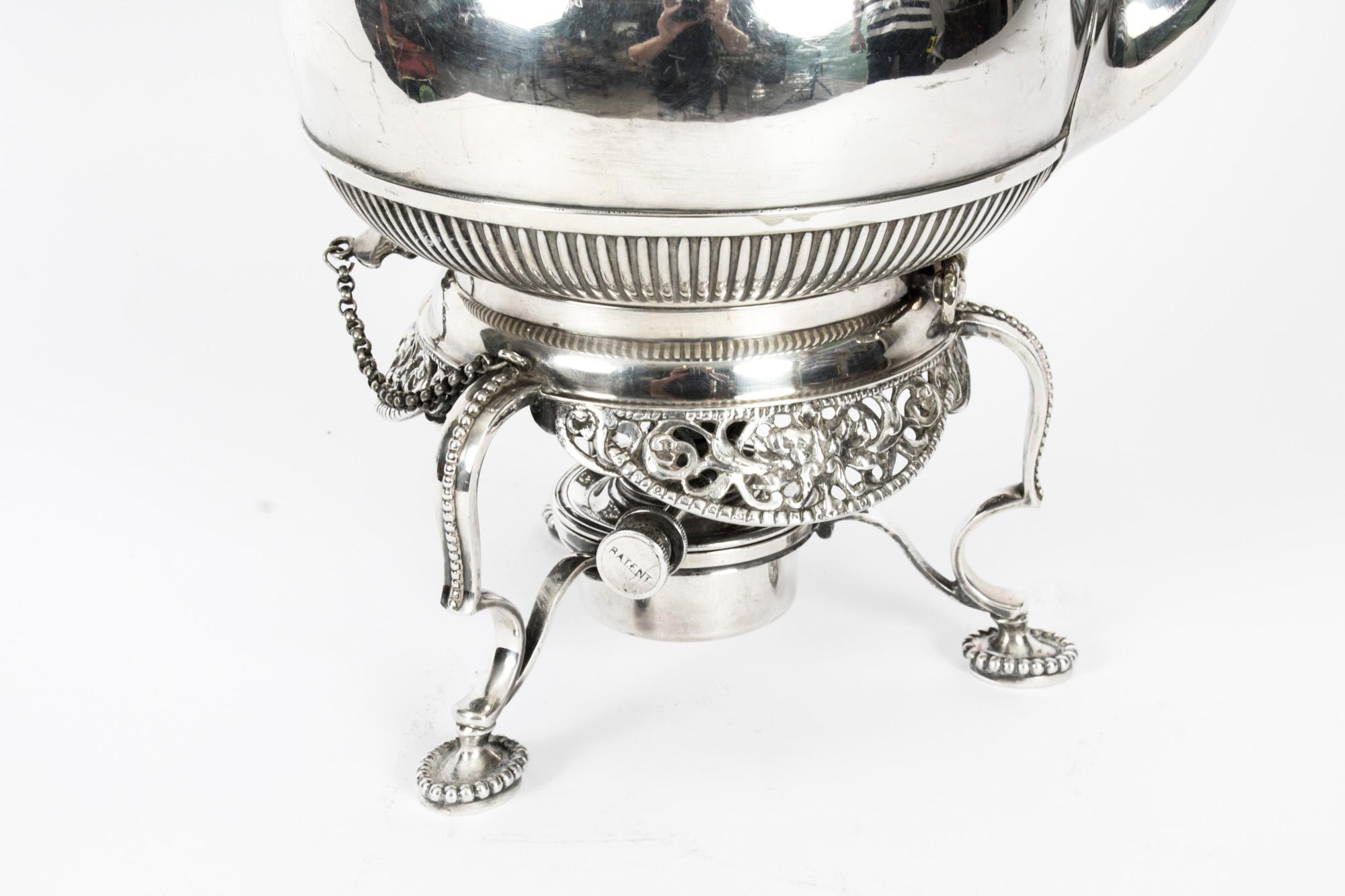 Antique Silver Plate Spirit Kettle on Stand by Elkington Dated 1845 19th C 4