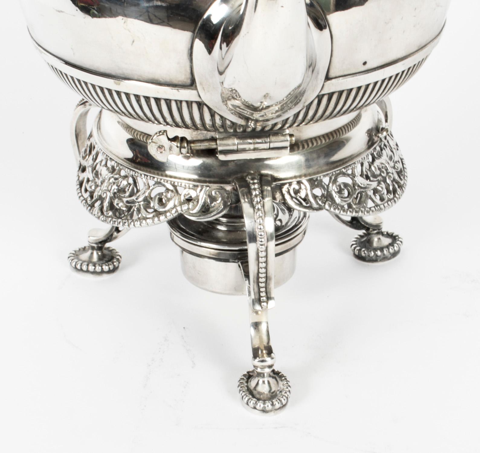 Mid-19th Century Antique Silver Plate Spirit Kettle on Stand by Elkington Dated 1845 19th C