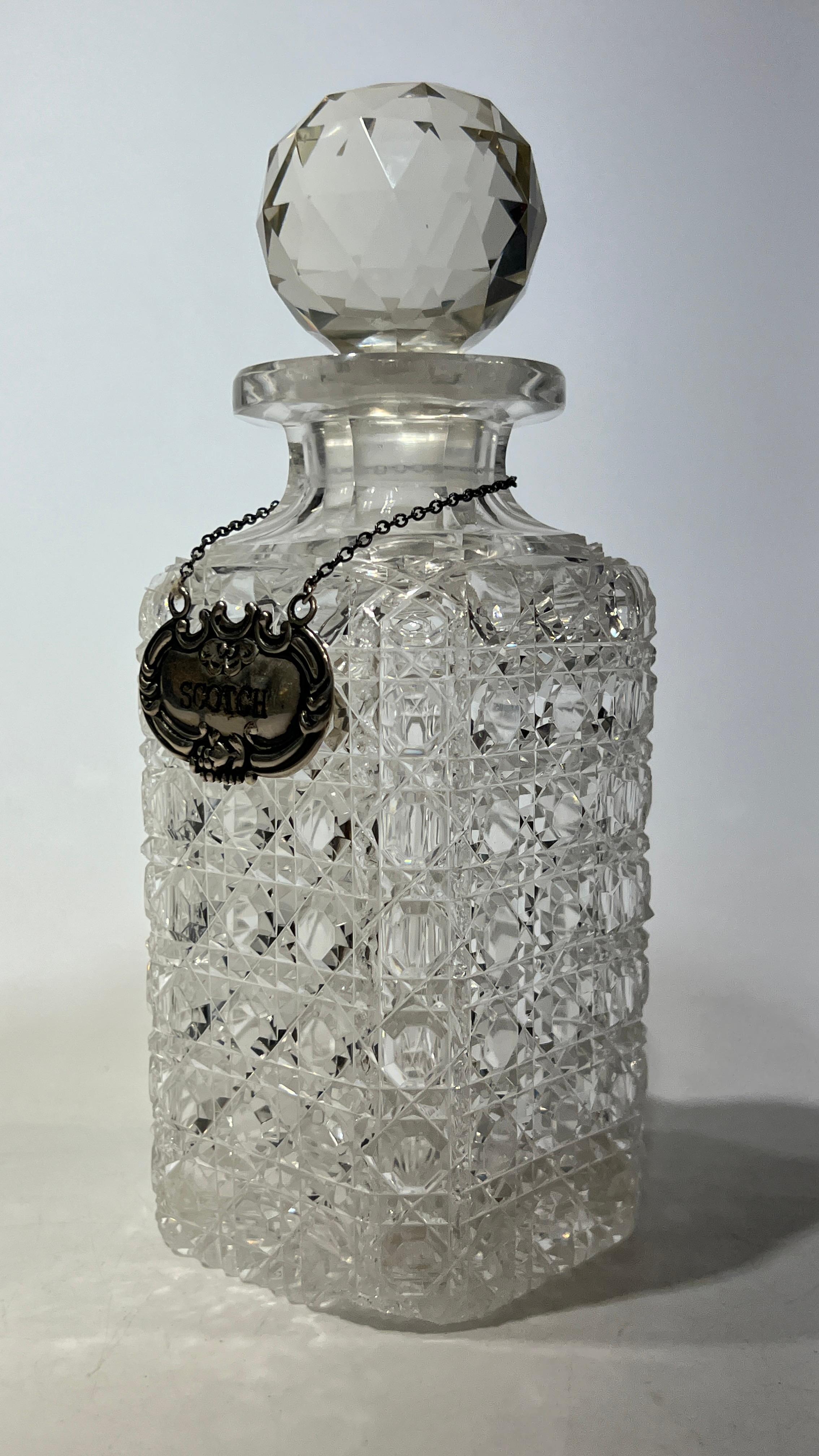 Antique Silver Plate Tantalus with Scotch and Rye Cut Glass Decanters 1