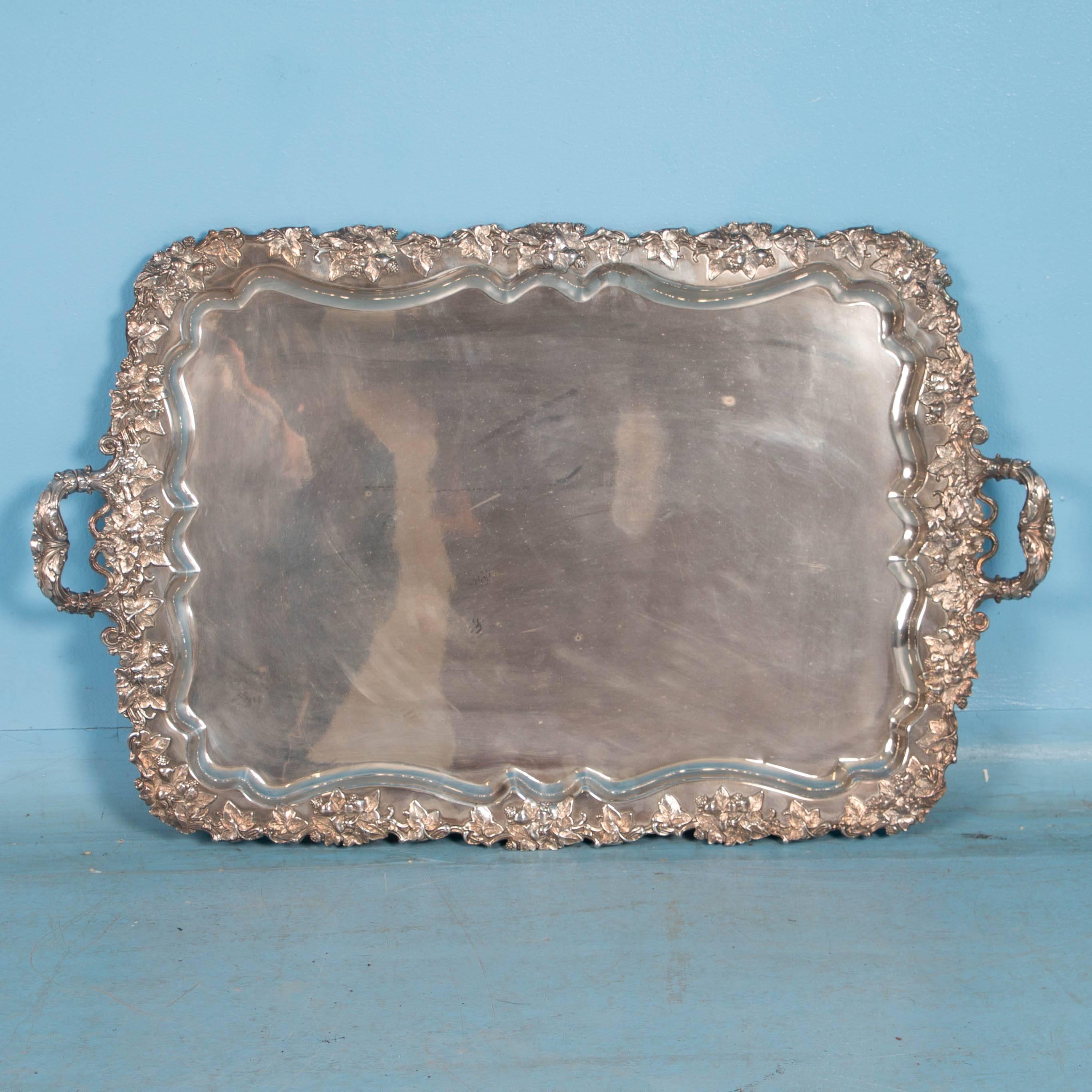 Antique Silver Plate Tray Table on an Ebonized Base 3