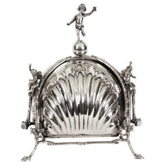 Antique Silver Plate Triple Shell Shaped Sweets Biscuit Box Mappin & Webb 19th C