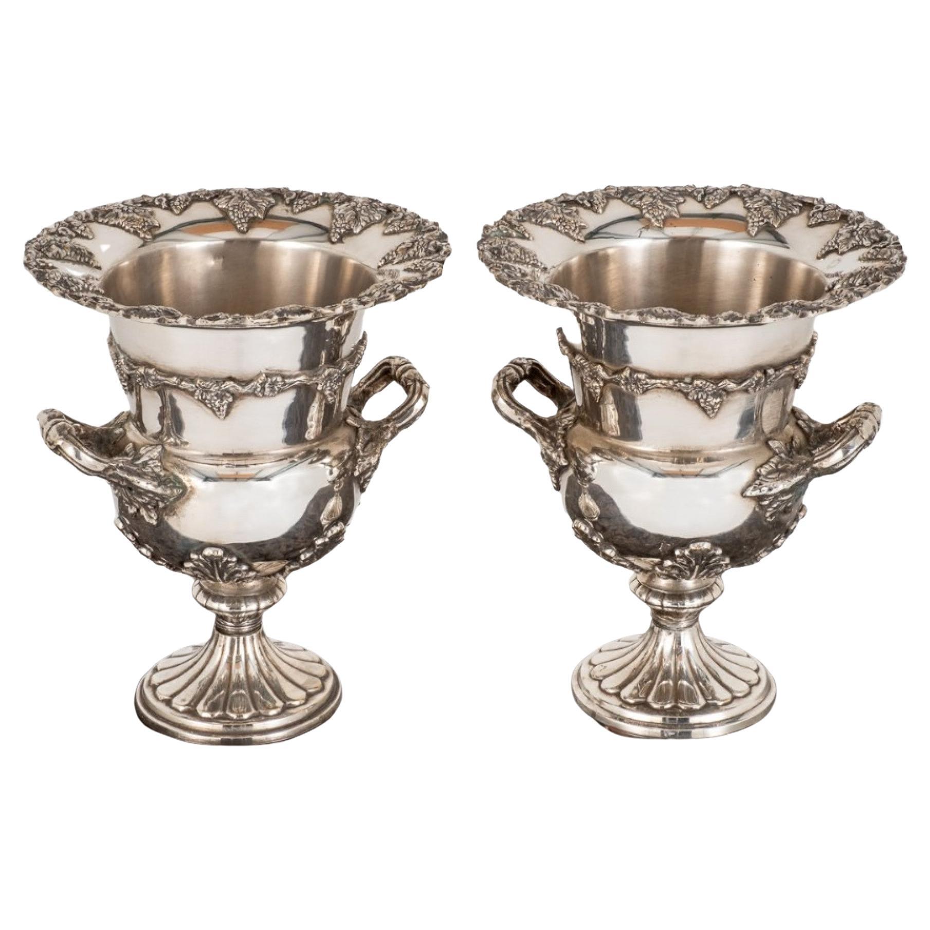 Antique Silver Plated "Trompe L'oeil" Wine Cooler Bucket, England