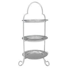 Antique Silver Plated 3 Tier Cake Stand for Afternoon Tea, circa 1910