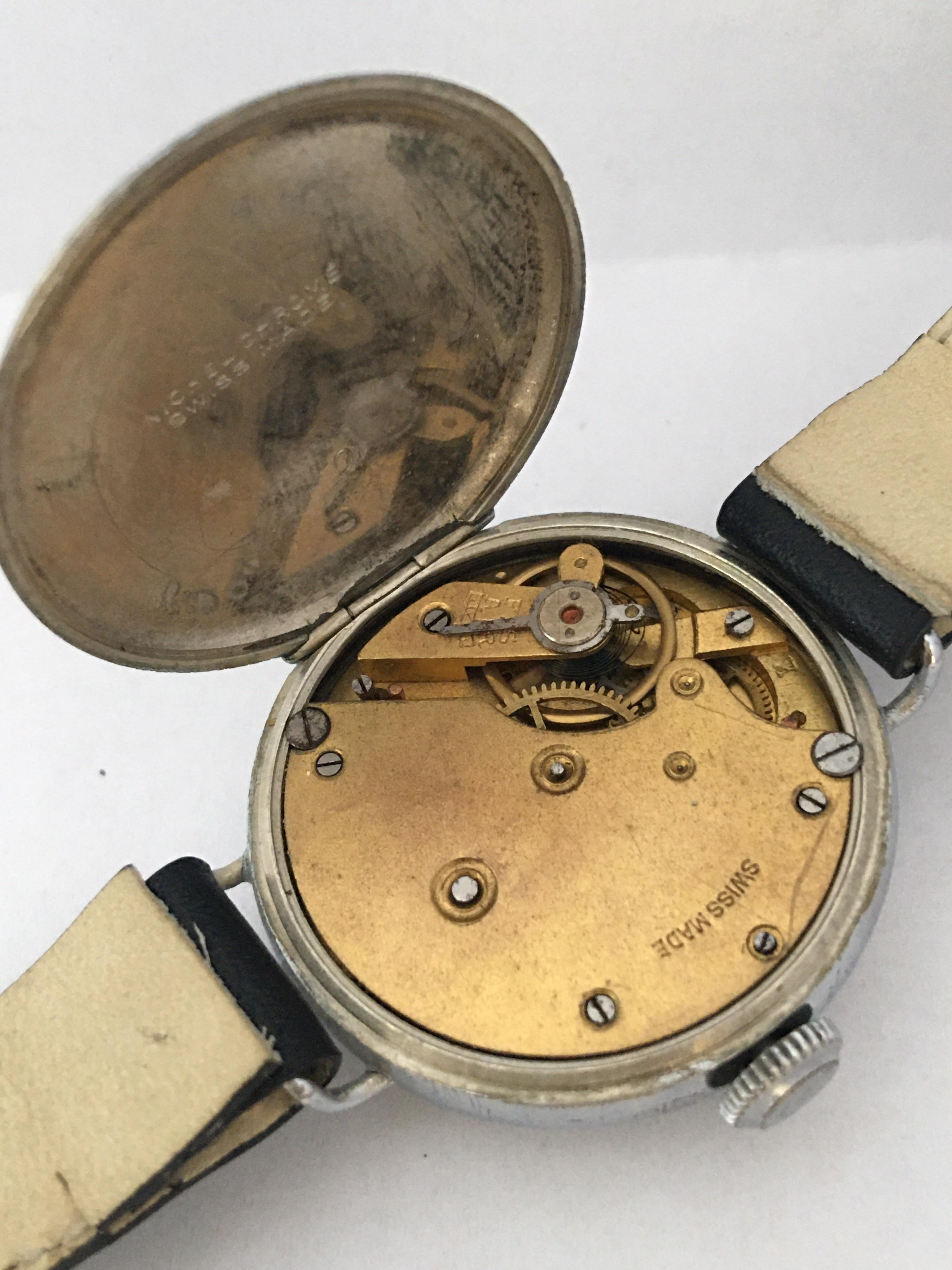Antique Silver Plated Mechanical Trench Watch 5