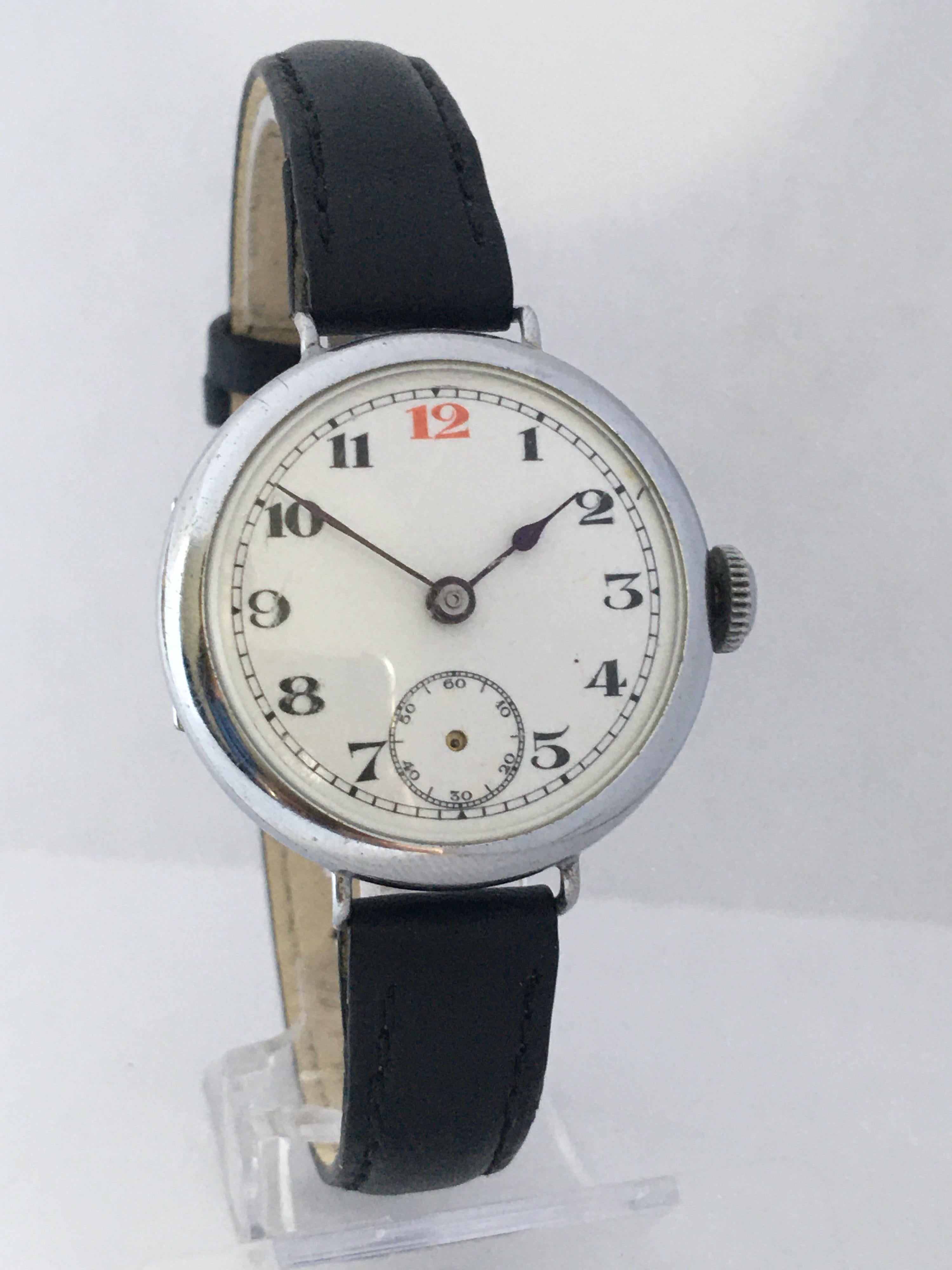 Antique Silver Plated Mechanical Trench Watch 8