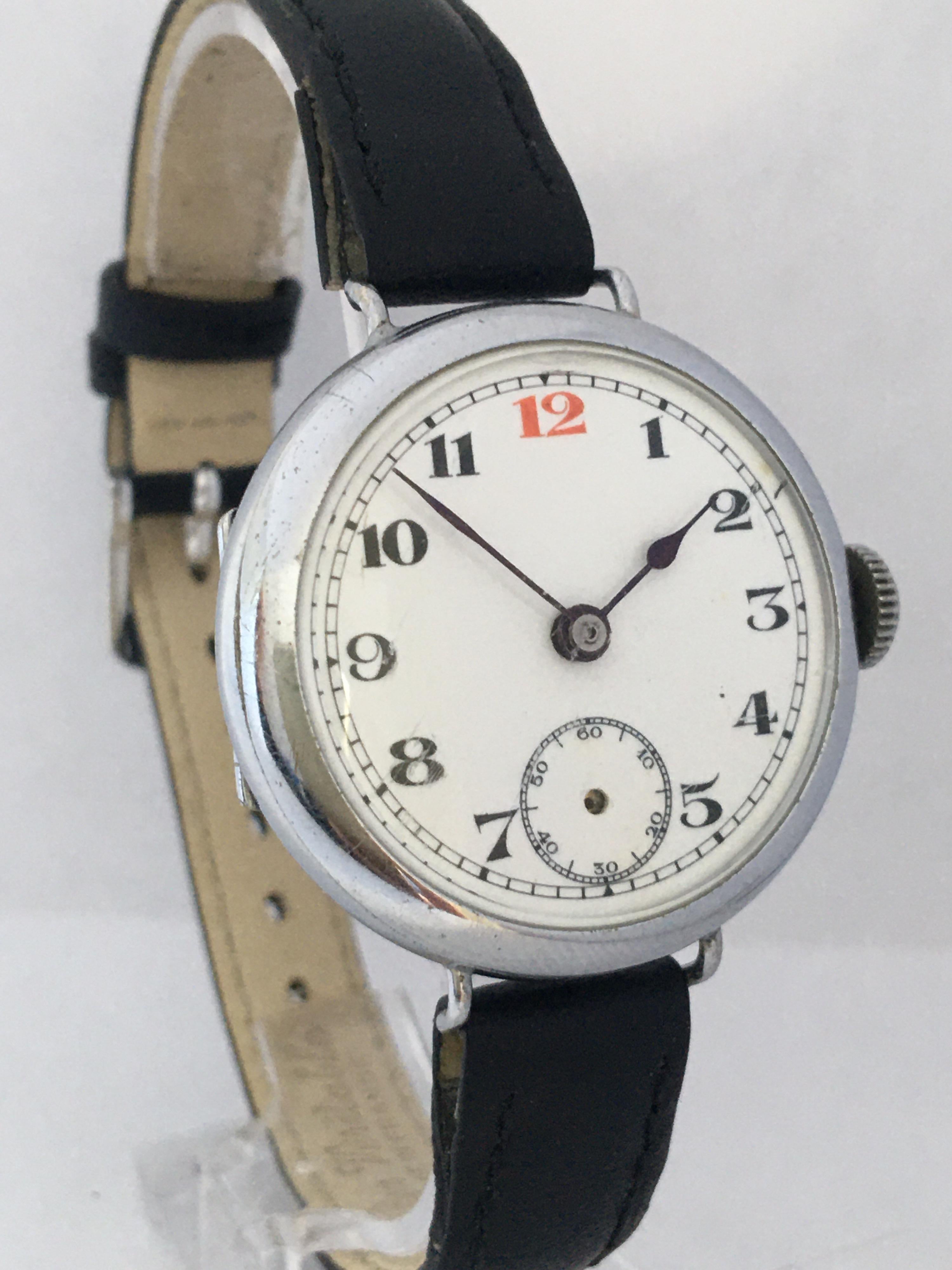 Antique Silver Plated Mechanical Trench Watch In Fair Condition In Carlisle, GB