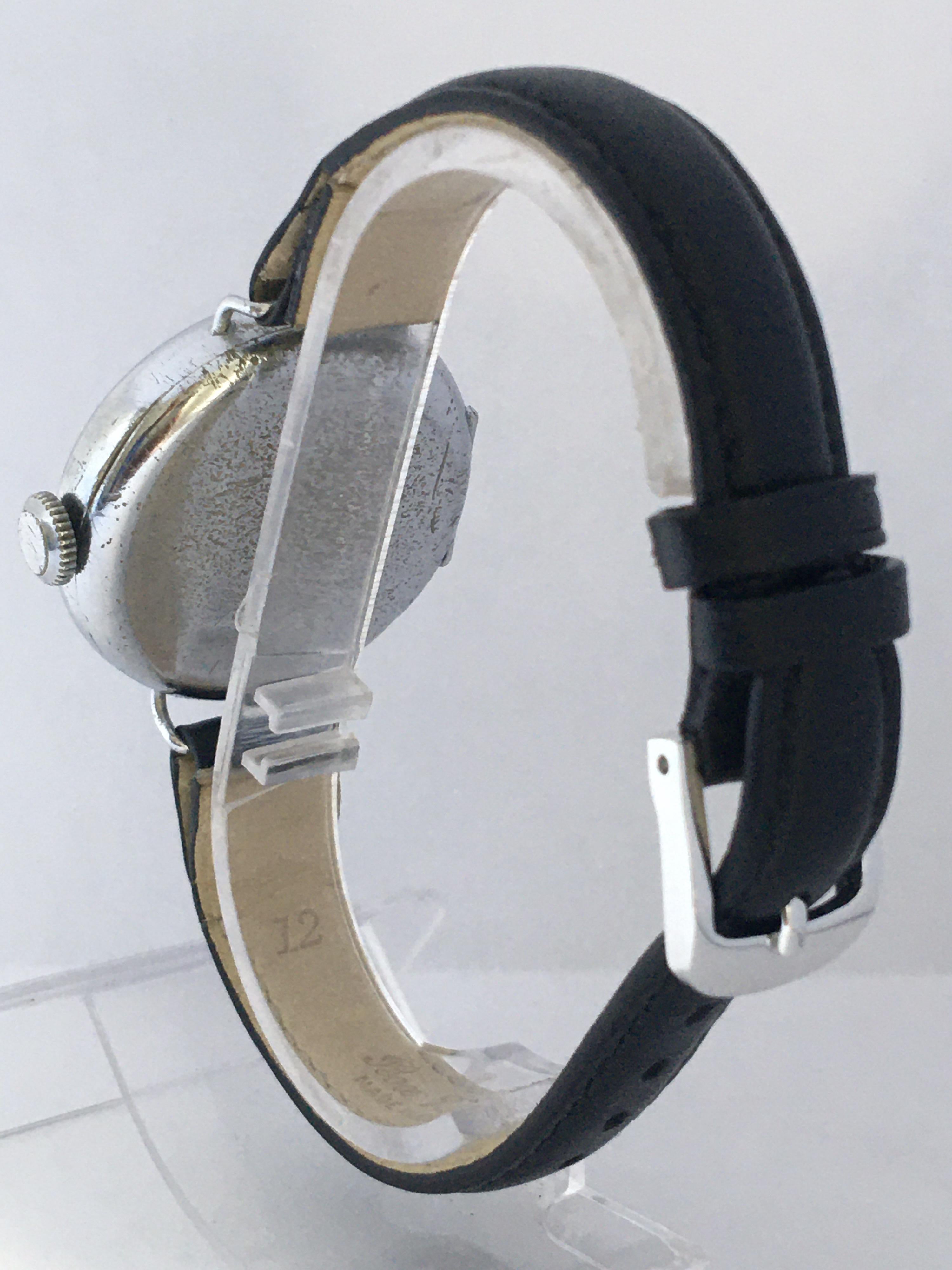 Women's or Men's Antique Silver Plated Mechanical Trench Watch