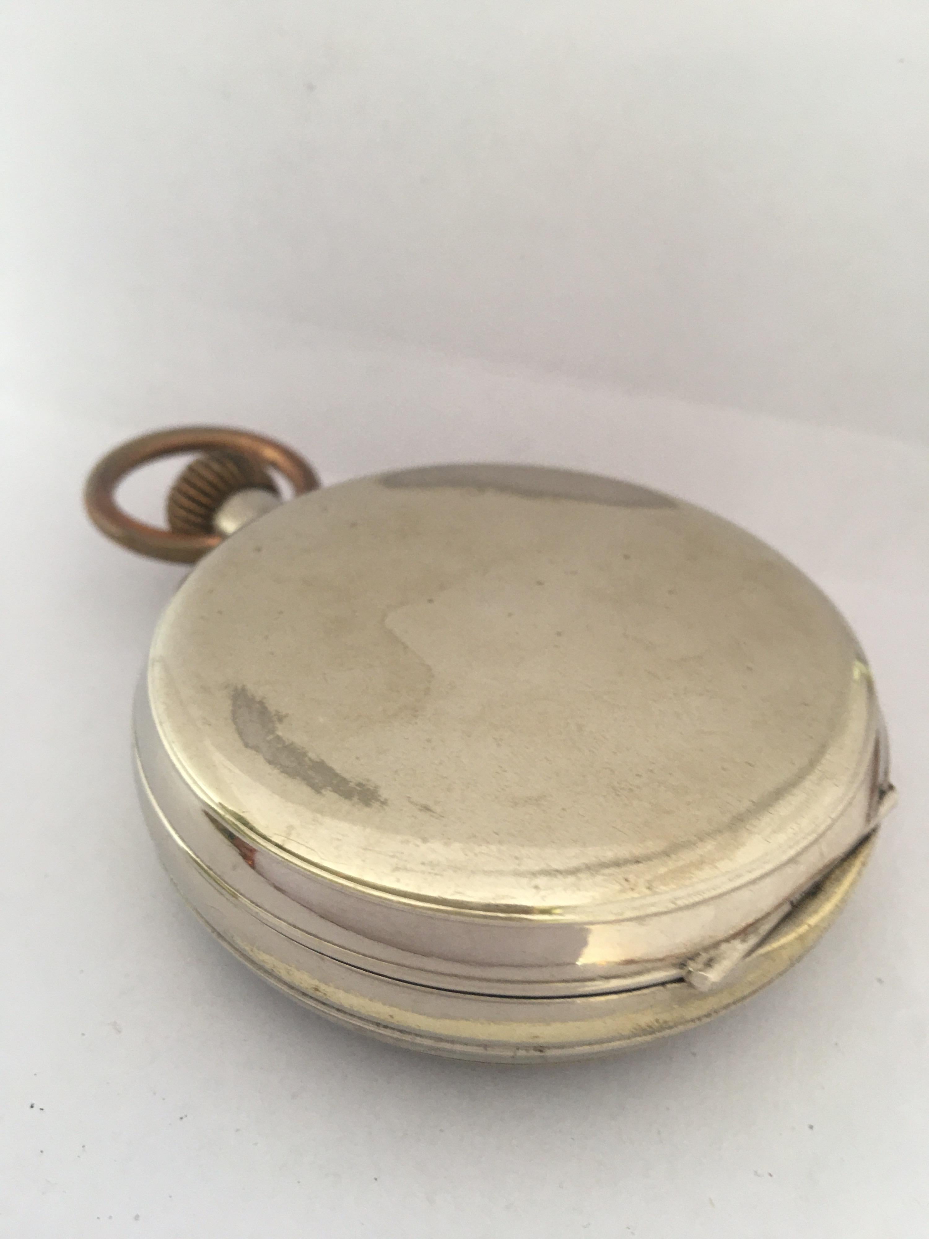 Antique Silver Plated Goliath Pocket Watch For Sale 8