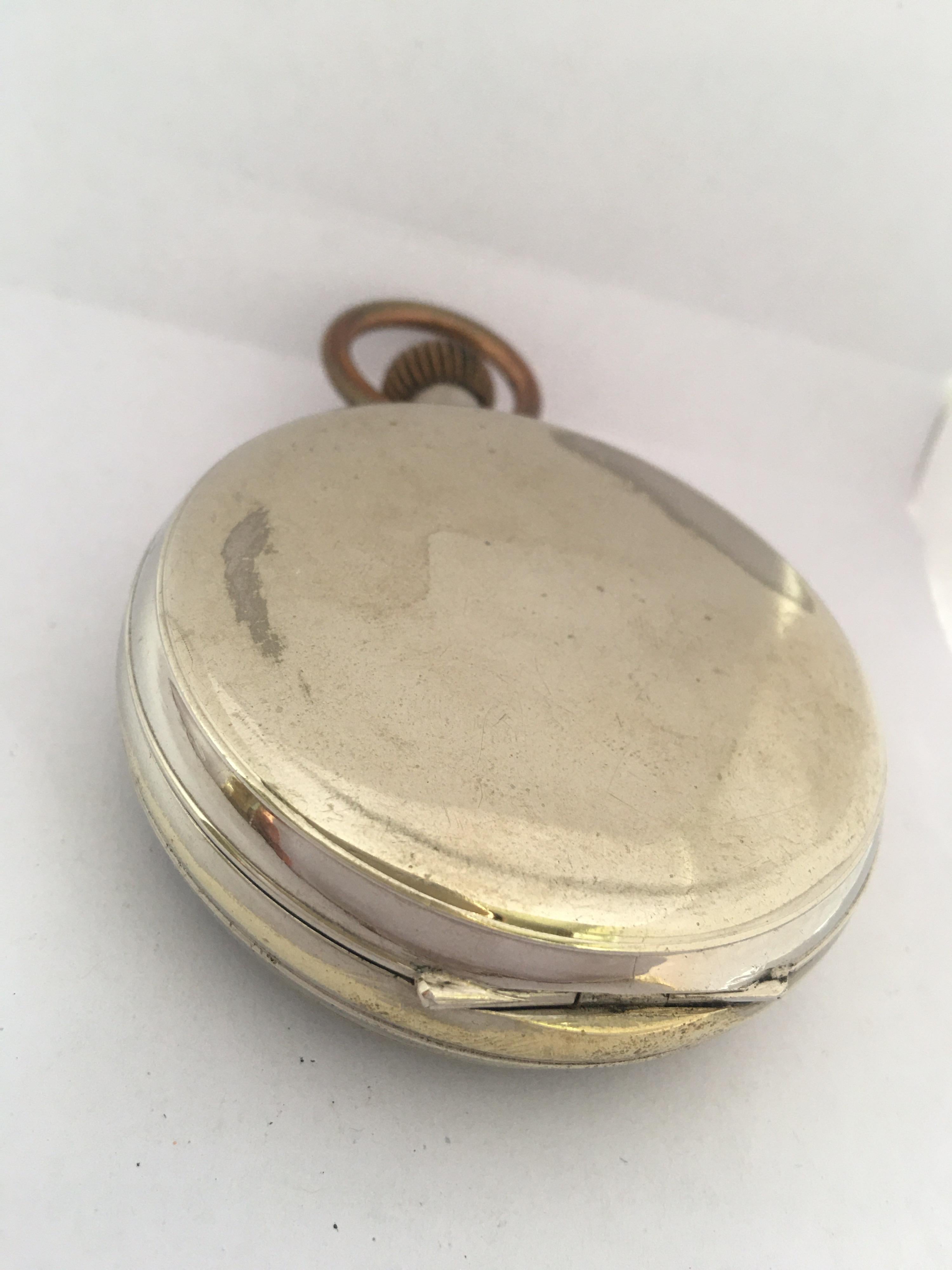 Antique Silver Plated Goliath Pocket Watch For Sale 1