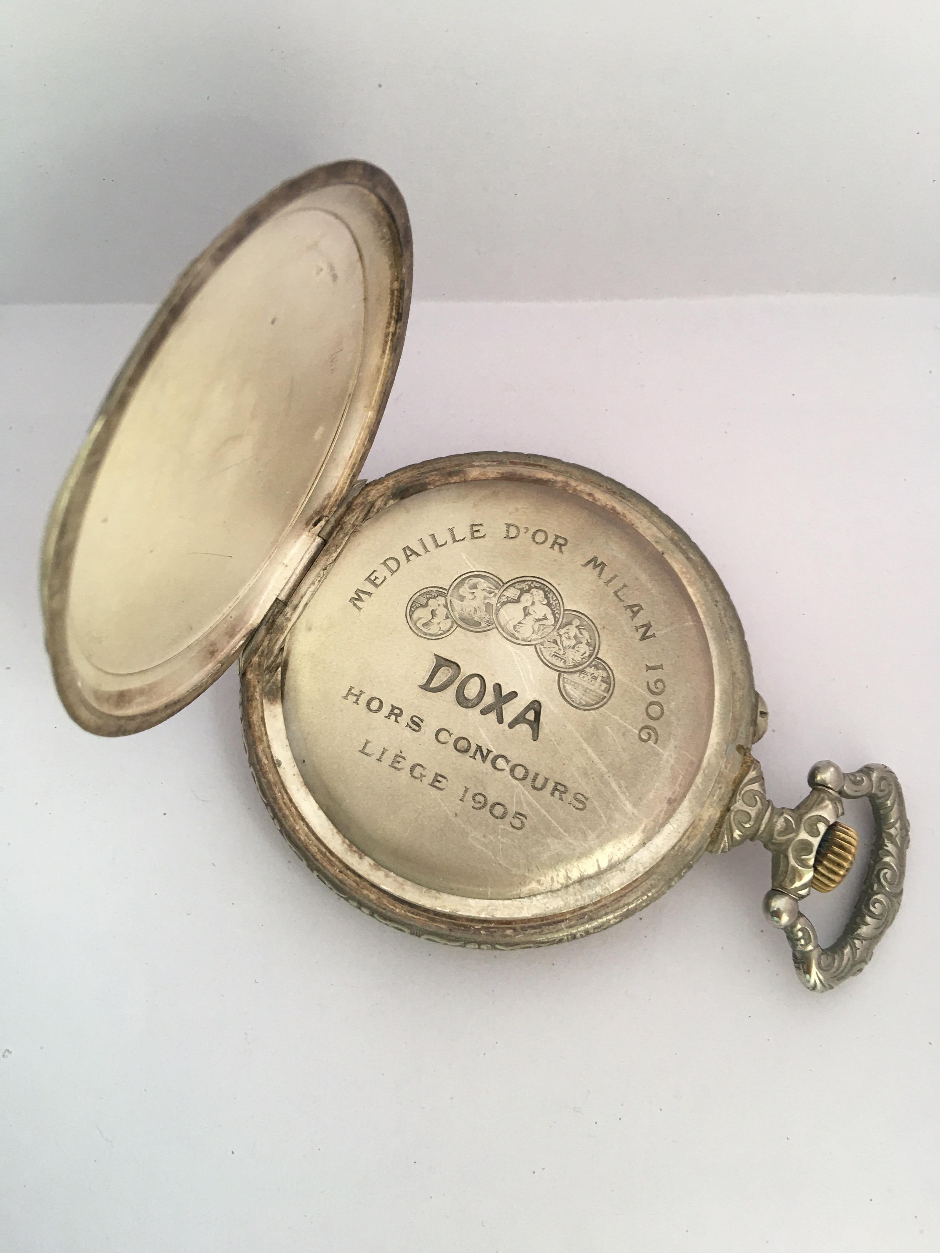 Montre à gousset DOXA Goliath en métal argenté antique à remontage manuel Bon état - En vente à Carlisle, GB