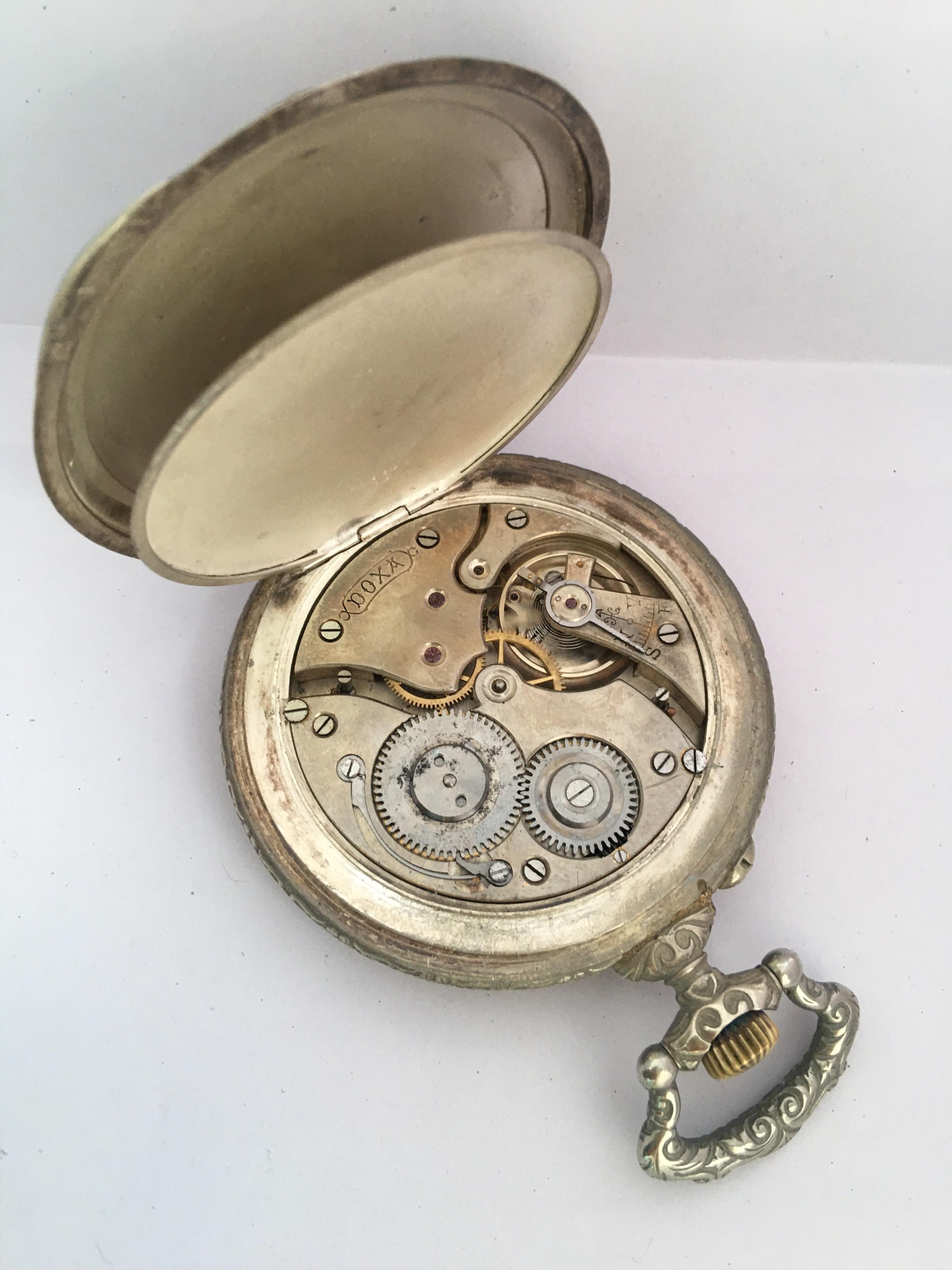 Montre à gousset DOXA Goliath en métal argenté antique à remontage manuel en vente 1