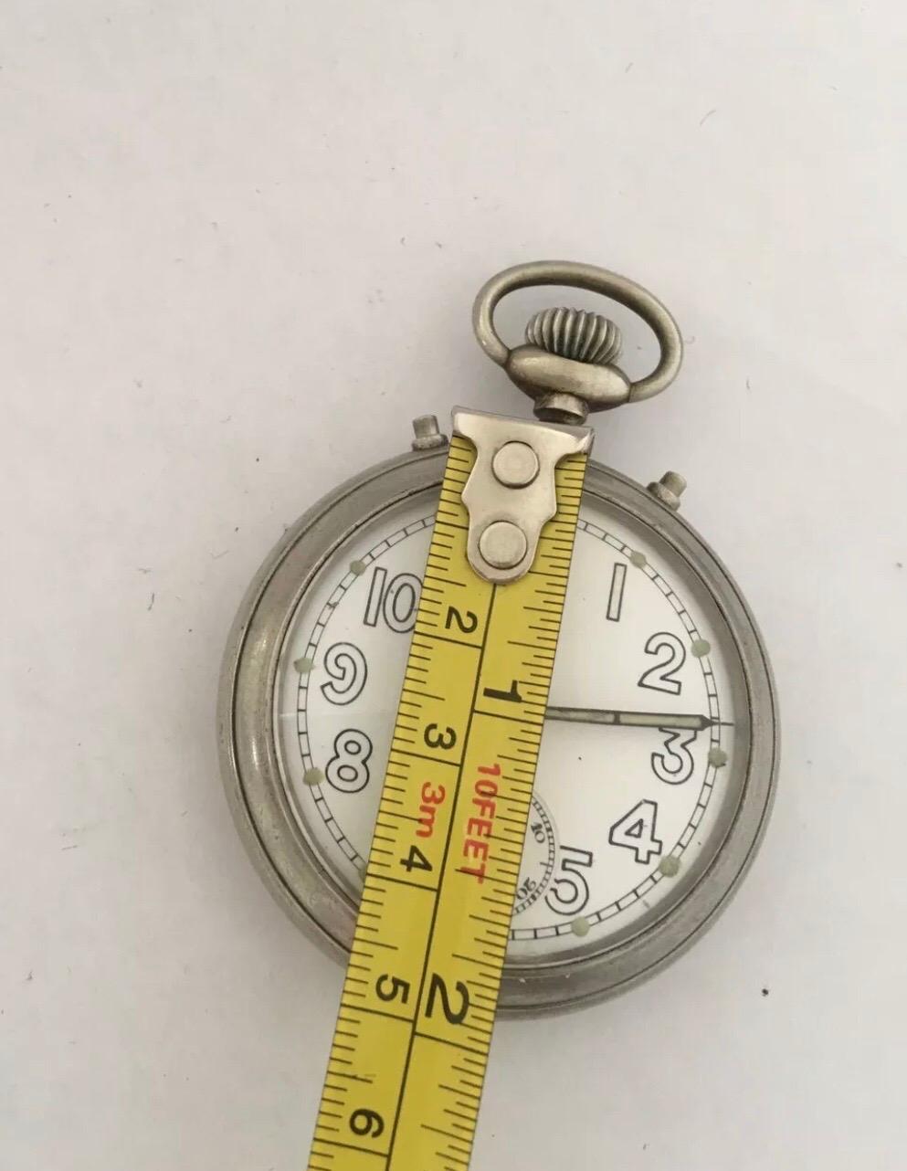 Antique Silver Plated Alarm Pocket Watch Signed Junghans For Sale 1