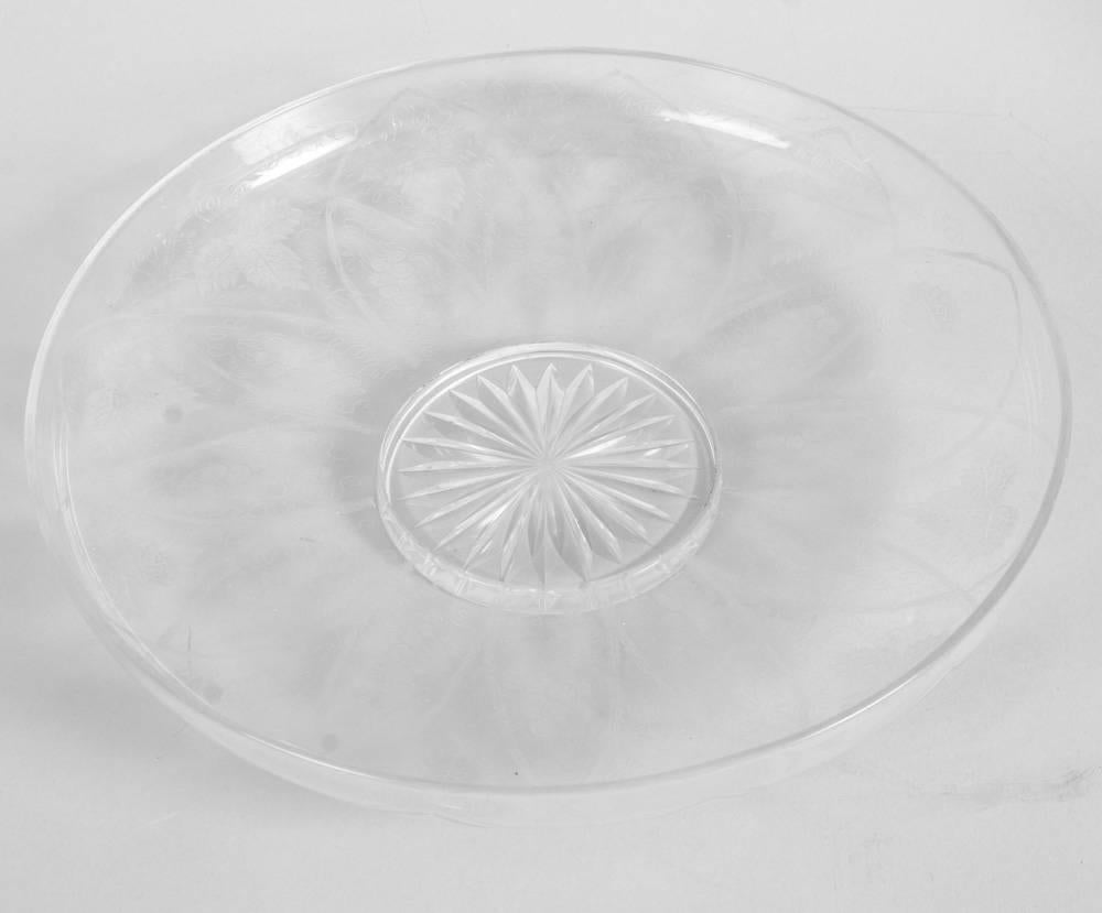 Centro de mesa antiguo de cristal plateado y grabado, Siglo XIX Mediados del siglo XIX en venta