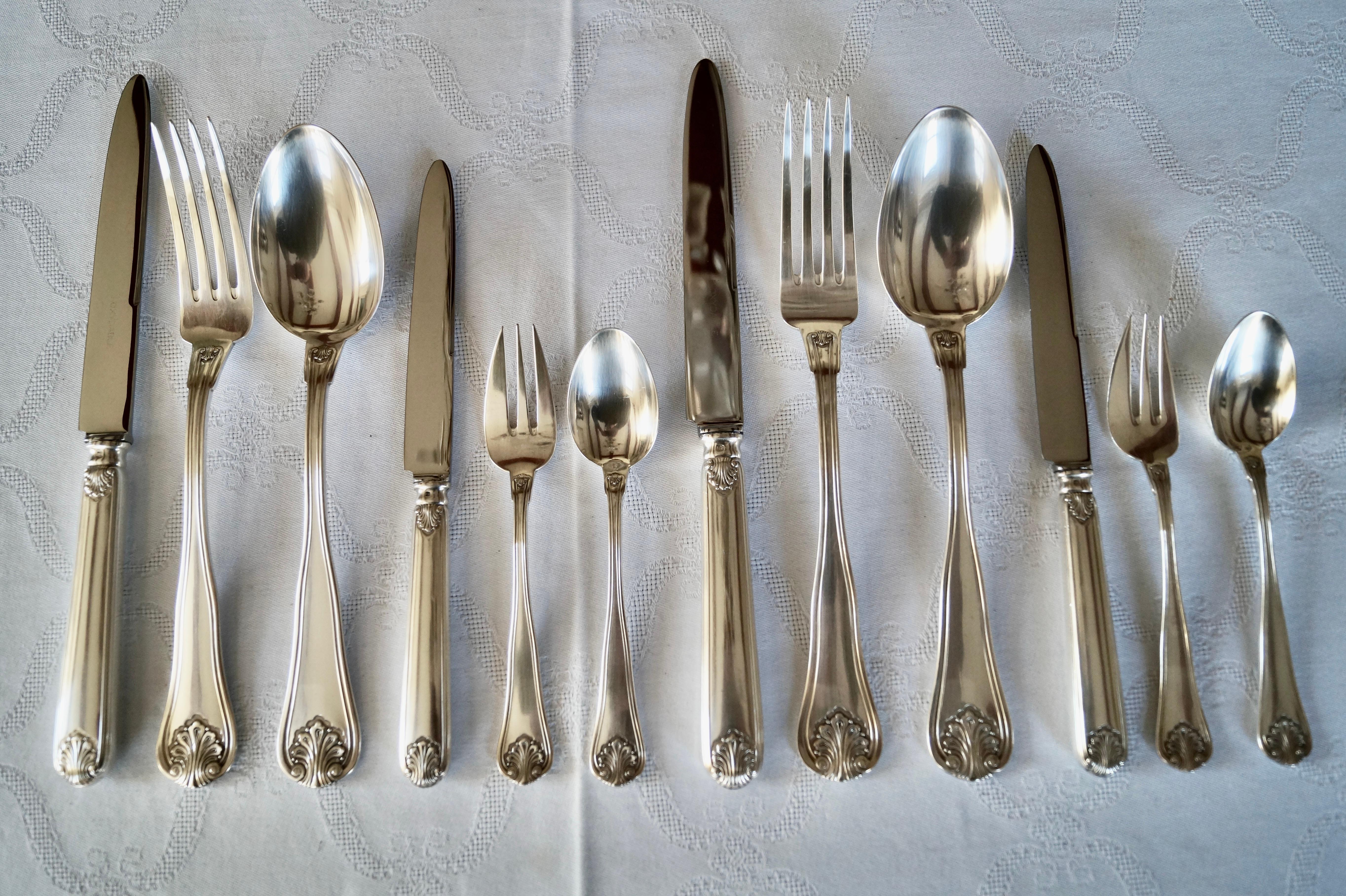 French Provincial Antique Silver Plated ARGENTAL Cutlery flatware set of 146 pieces. France 1920