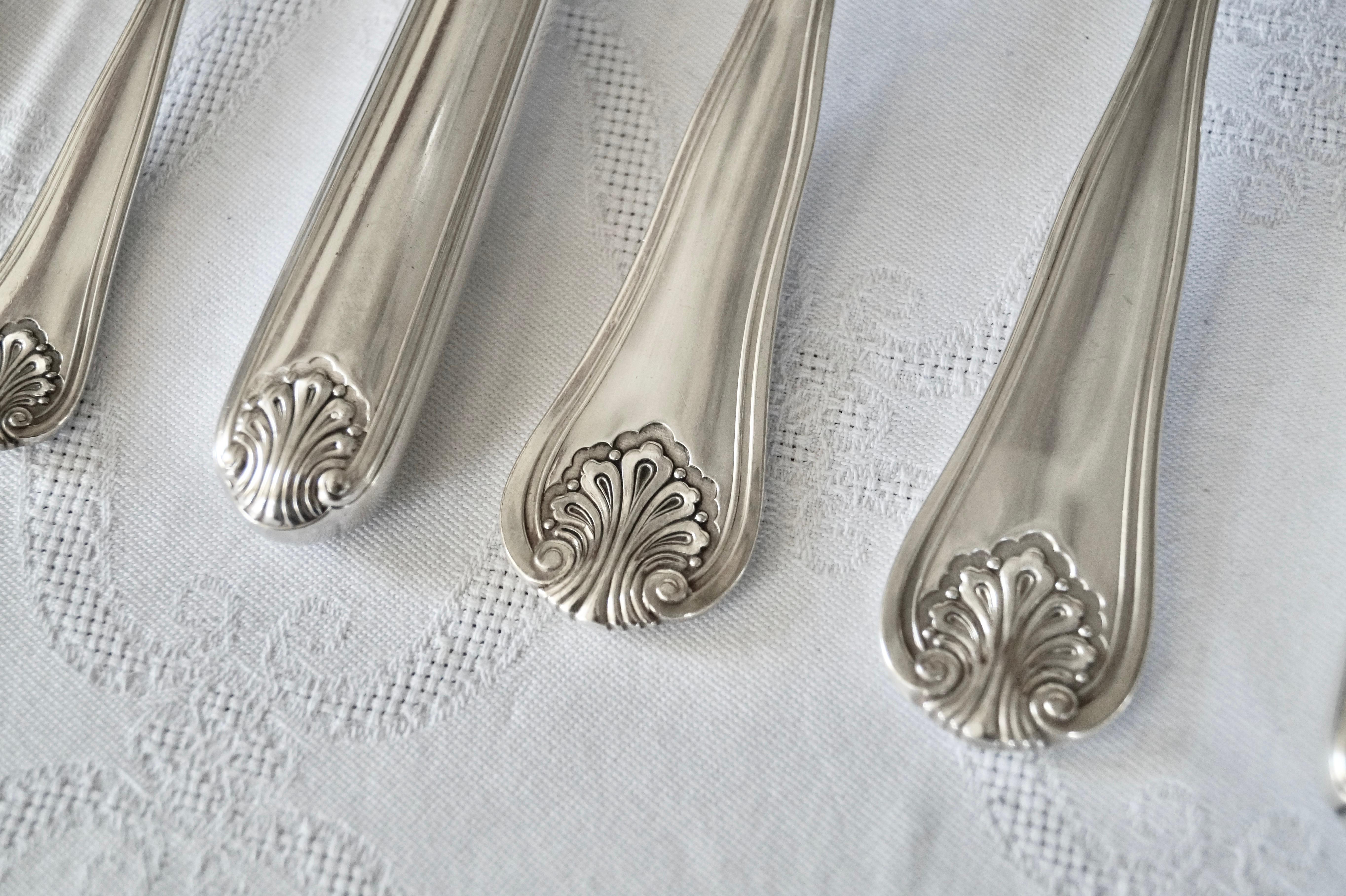 French Antique Silver Plated ARGENTAL Cutlery flatware set of 146 pieces. France 1920